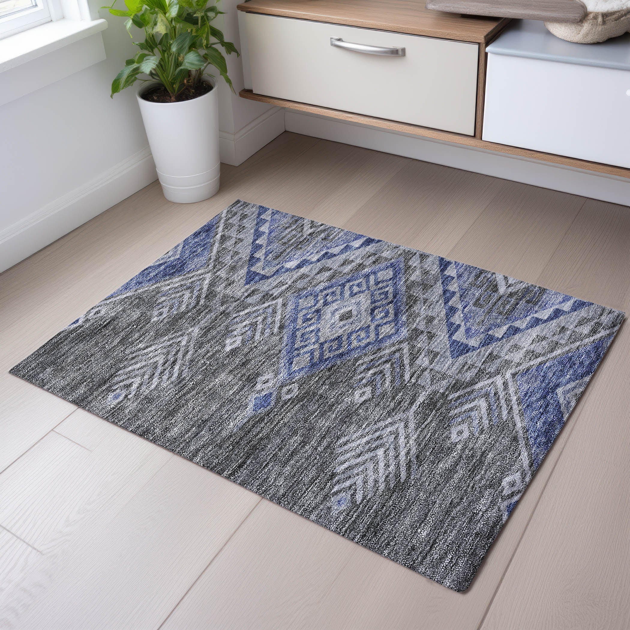 Sarajevo Machine Washable Transitional Pewter Gray Rug 1'8" x 2'6" #shape_Rectangle