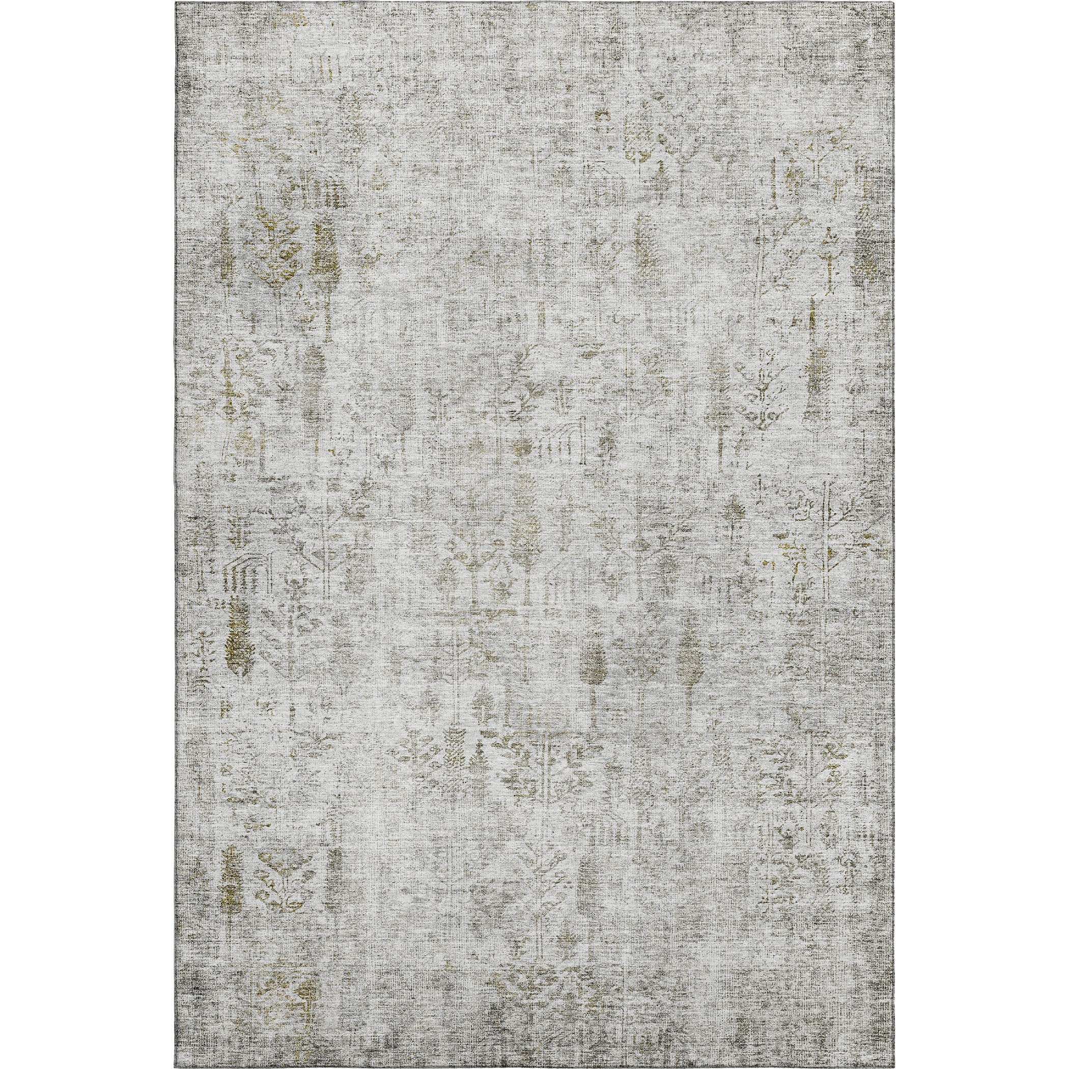 Kathmandu Machine Washable Transitional Silver Gray Rug 2'6" x 3'10" #shape_Rectangle