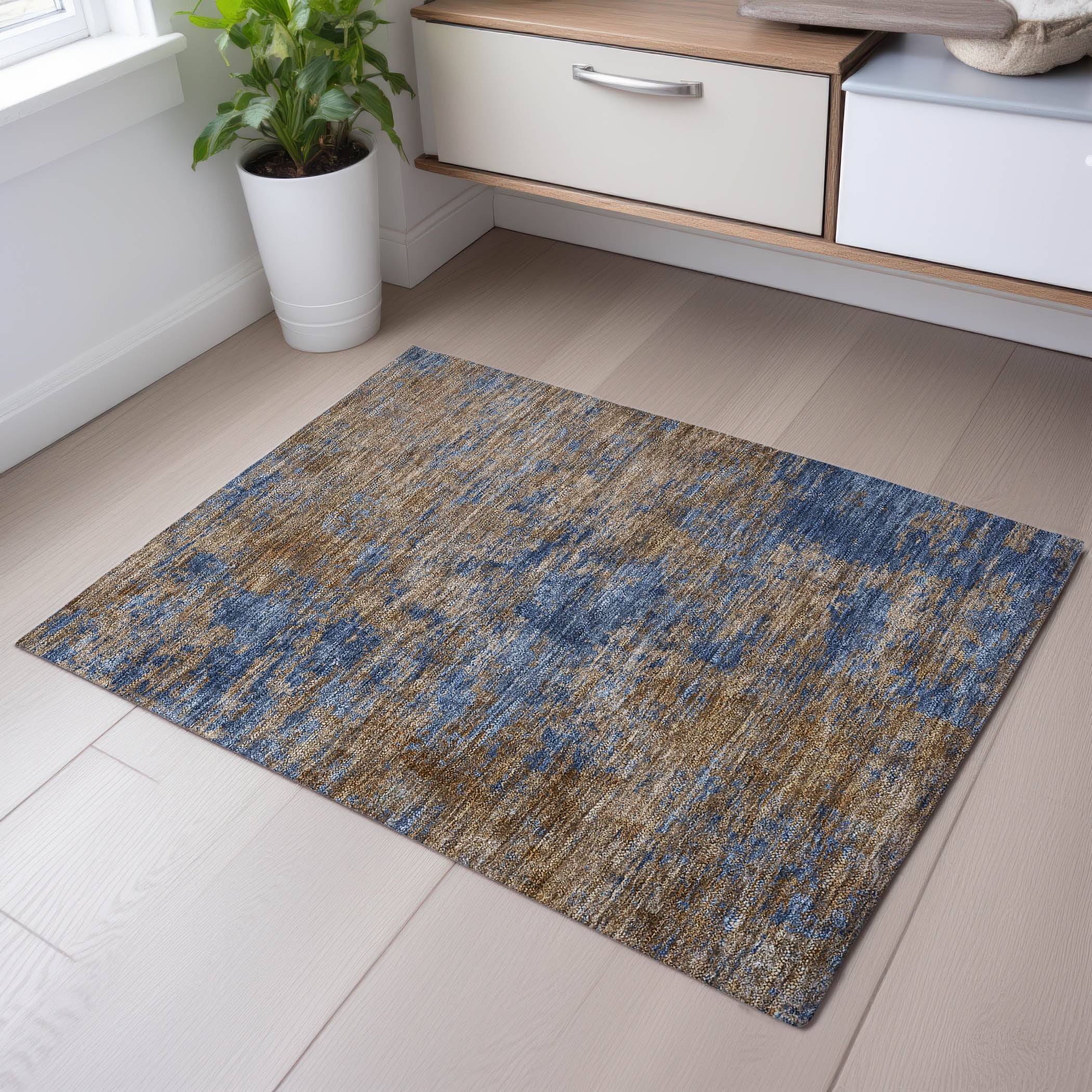 Reykjavik Machine Washable Transitional Navy Blue Rug 1'8" x 2'6" #shape_Rectangle