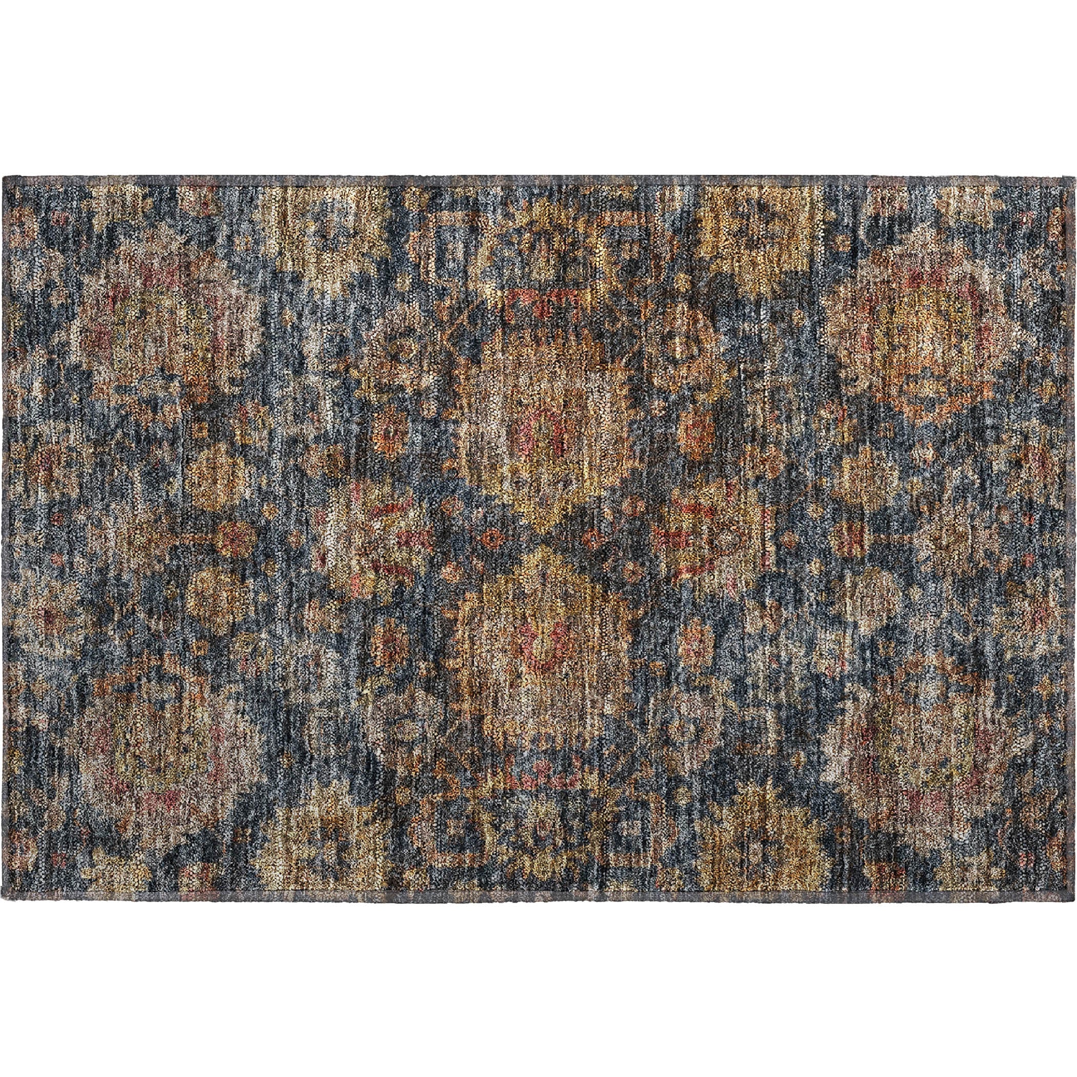 Queenstown Machine Washable Traditional Navy Blue Rug 1'8" x 2'6" #shape_Rectangle