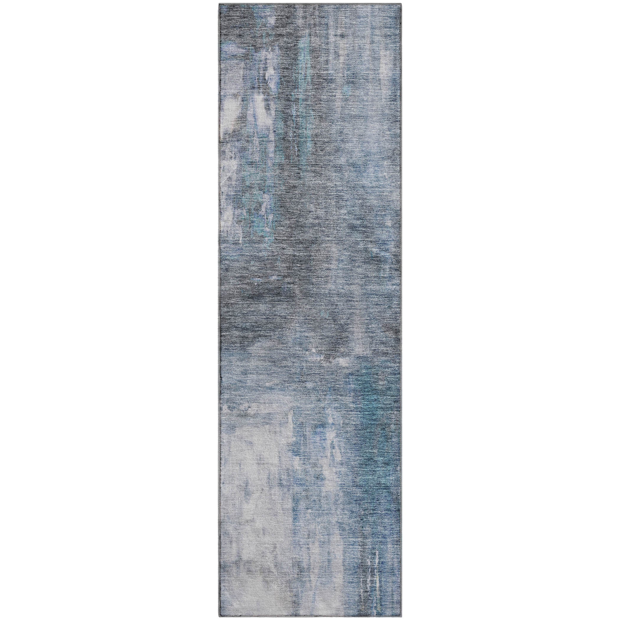Lima Machine Washable Transitional Blue Rug 2'3" x 7'6" #shape_Runner