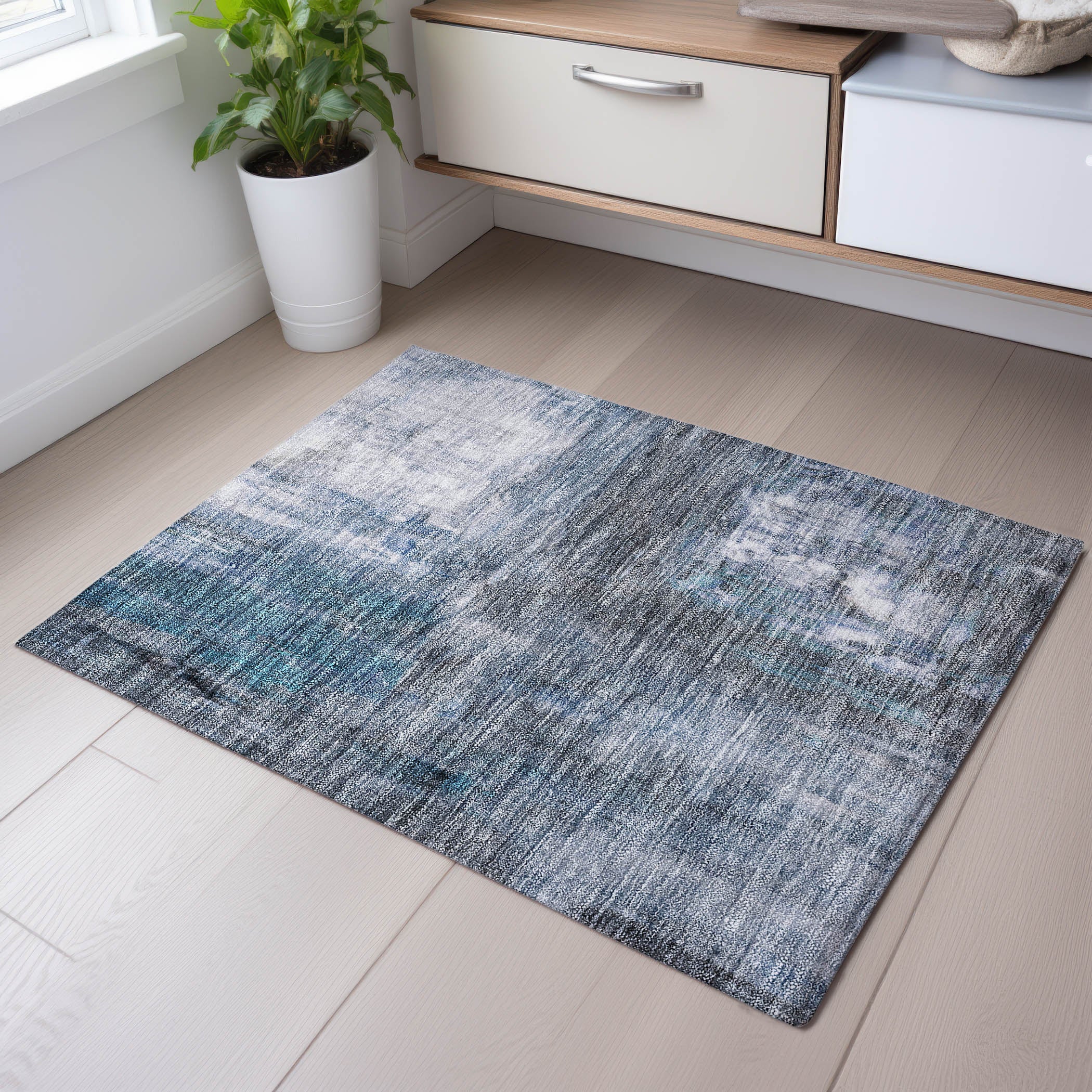Lima Machine Washable Transitional Blue Rug 1'8" x 2'6" #shape_Rectangle