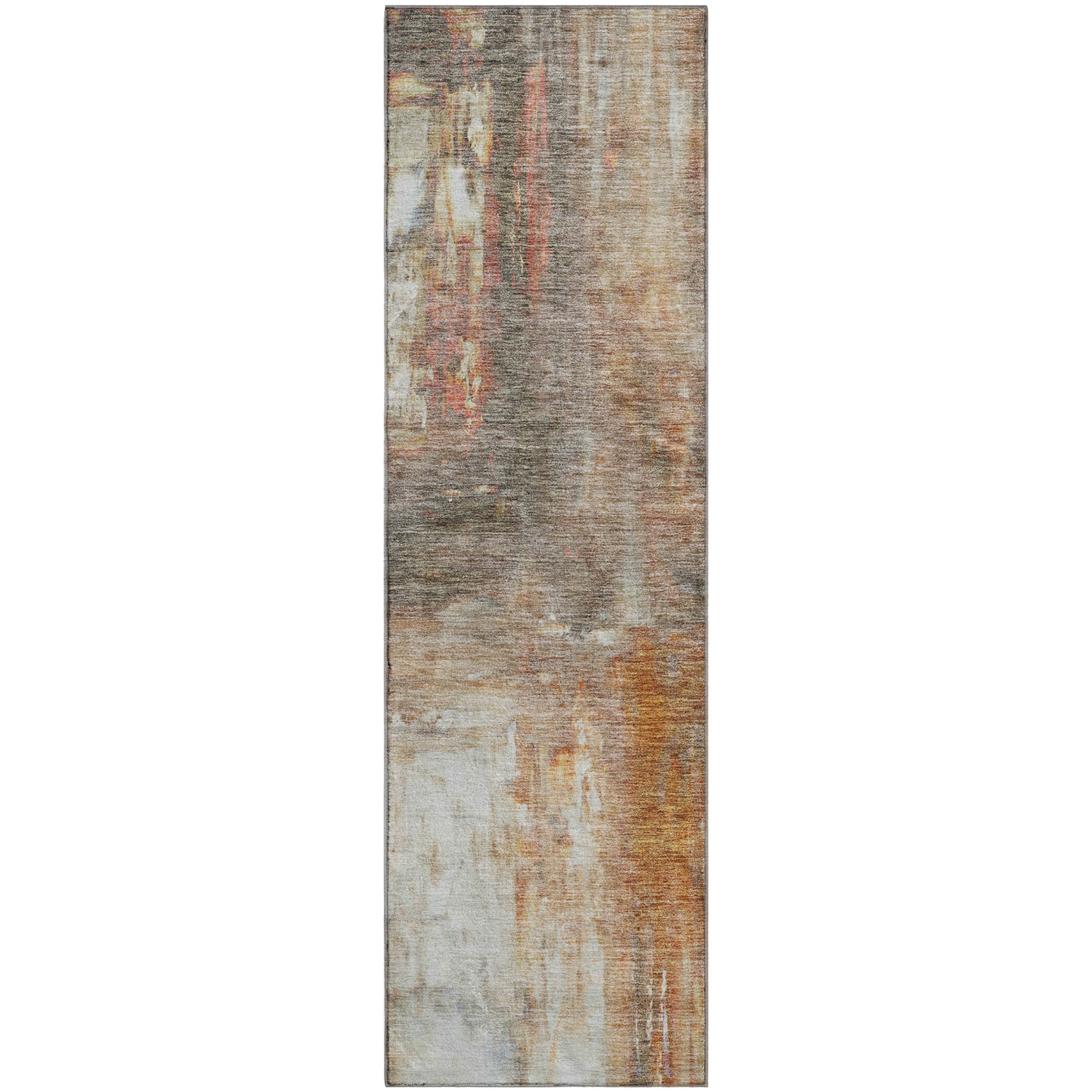 Lima Machine Washable Transitional Copper Orange Rug 2'3" x 7'6" #shape_Runner