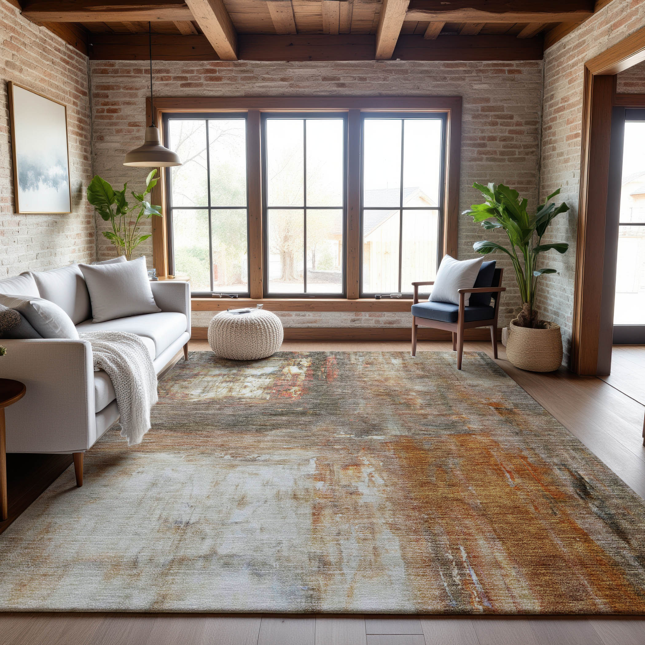 Lima Machine Washable Transitional Copper Orange Rug 2'6" x 3'10" #shape_Rectangle