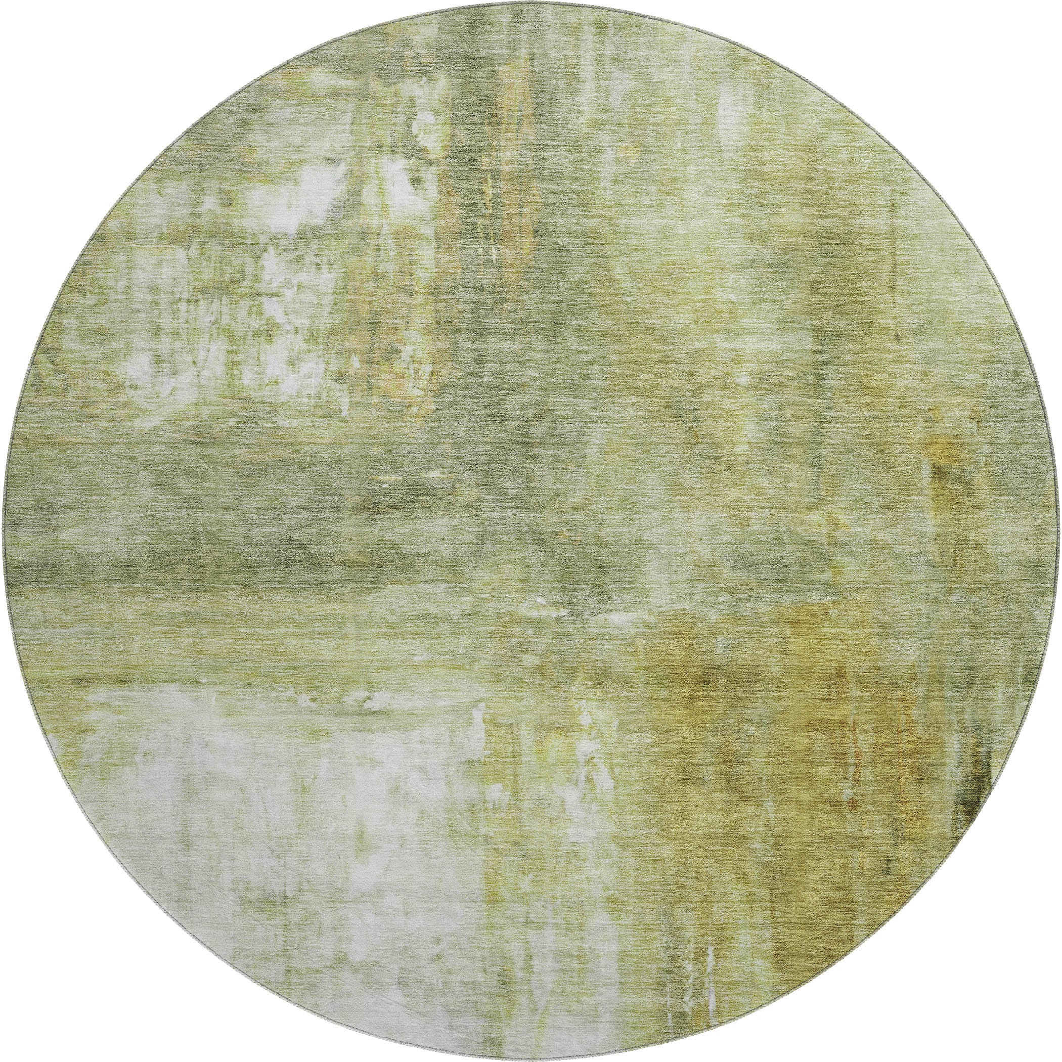 Lima Machine Washable Transitional Sage Green Rug 8' x 8' #shape_Round