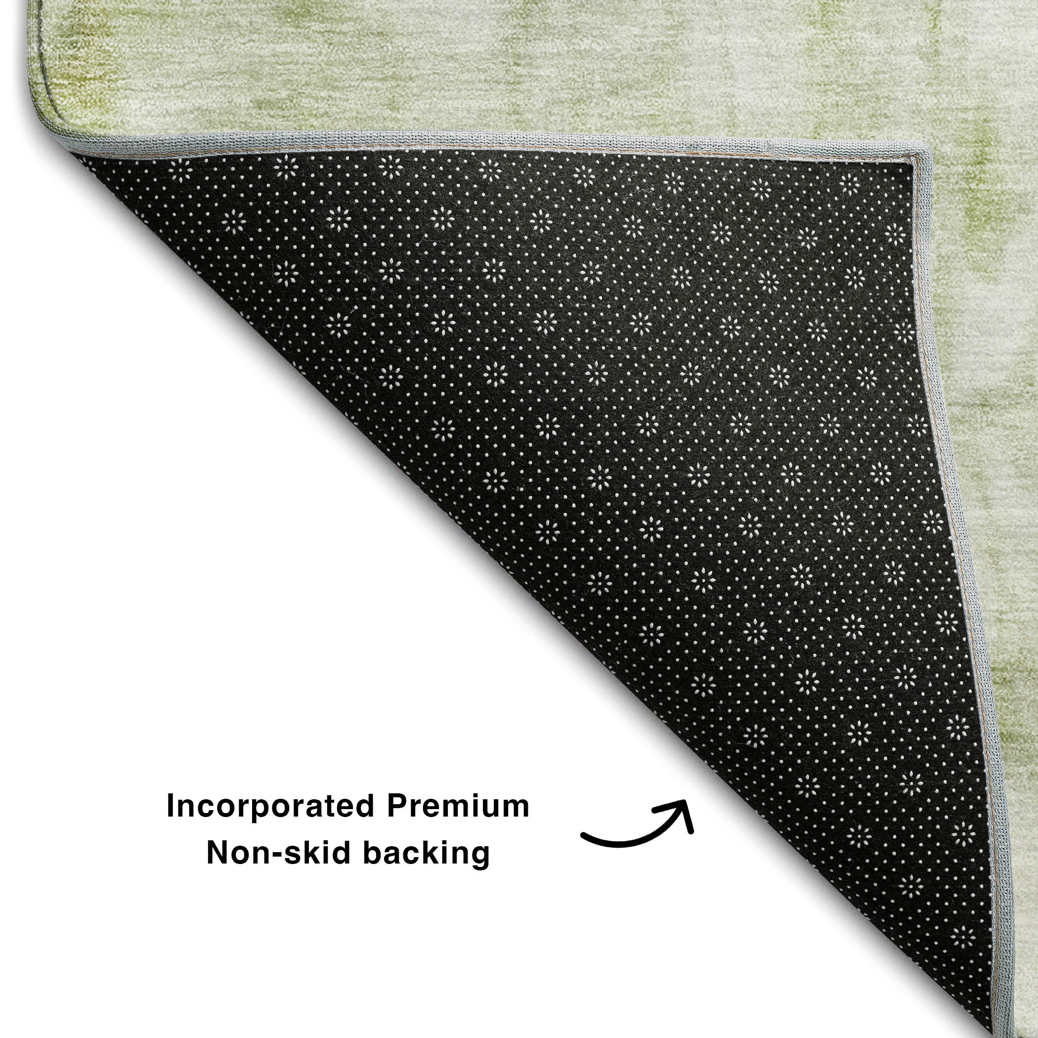 Lima Machine Washable Transitional Sage Green Rug 1'8" x 2'6" #shape_Rectangle