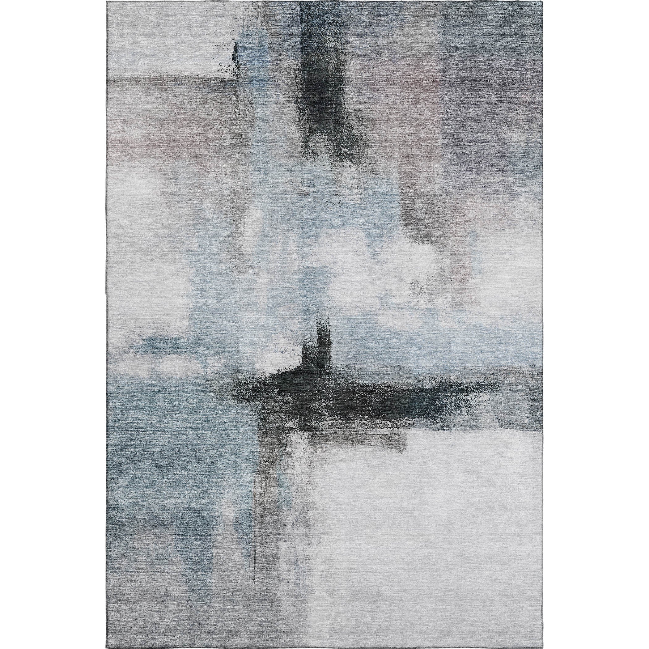 Lisbon Machine Washable Transitional Blue Rug 2'6" x 3'10" #shape_Rectangle