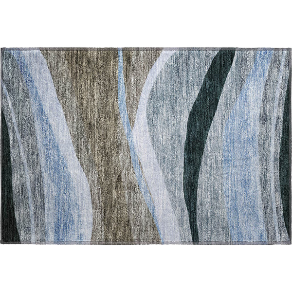Split Machine Washable Transitional Brown Rug 1'8" x 2'6"
