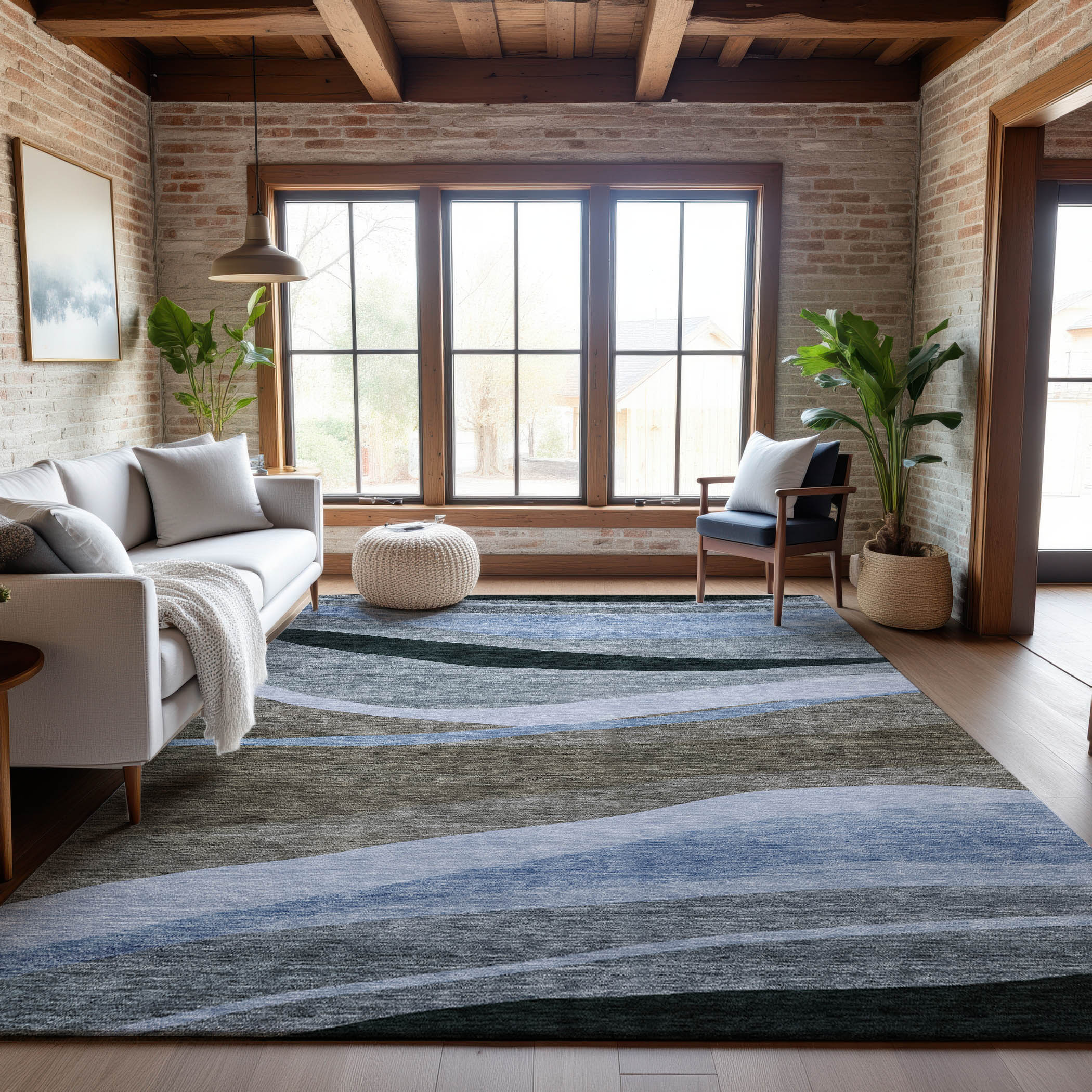 Split Machine Washable Transitional Brown Rug 2'6" x 3'10" #shape_Rectangle