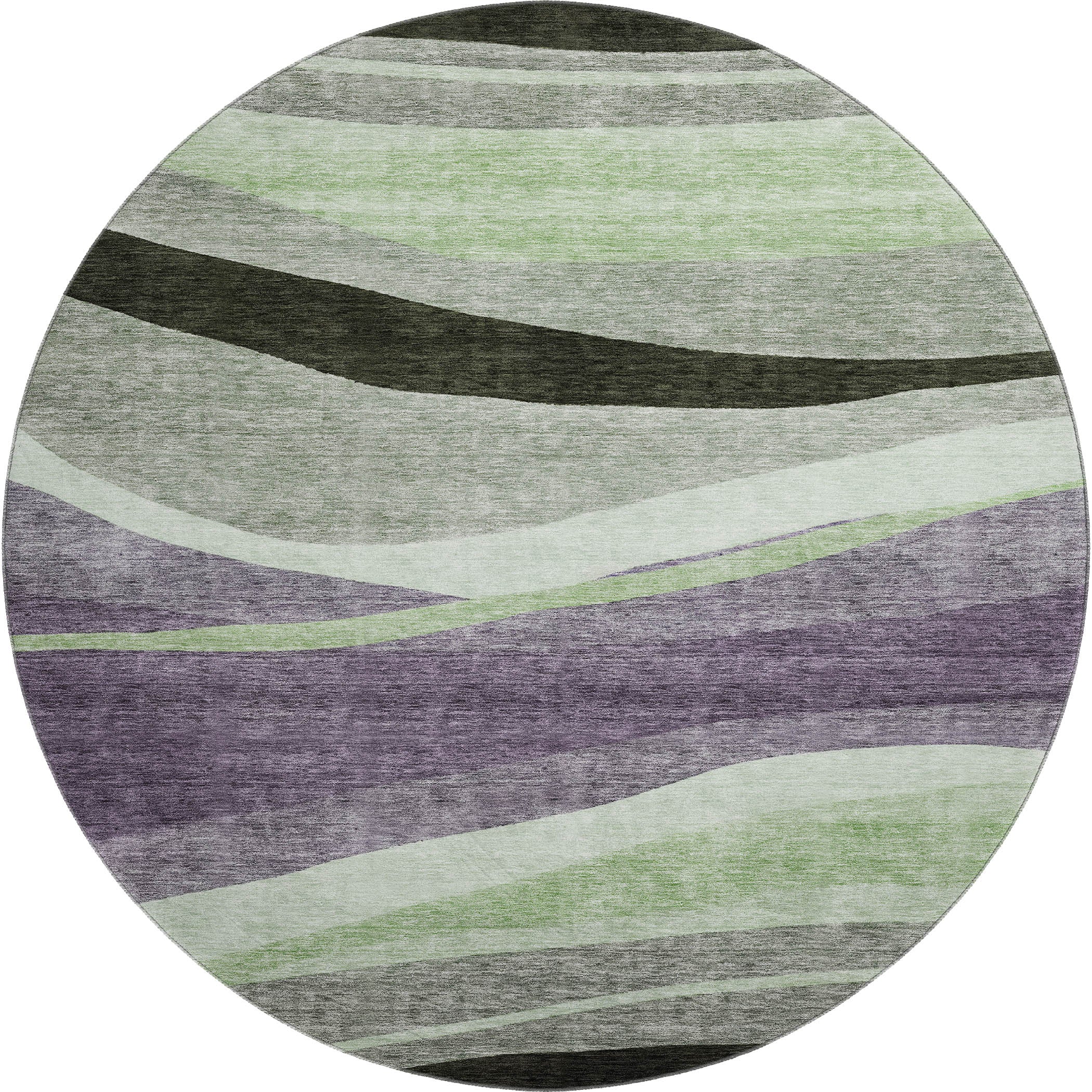 Split Machine Washable Transitional Purple Rug 8' x 8' #shape_Round