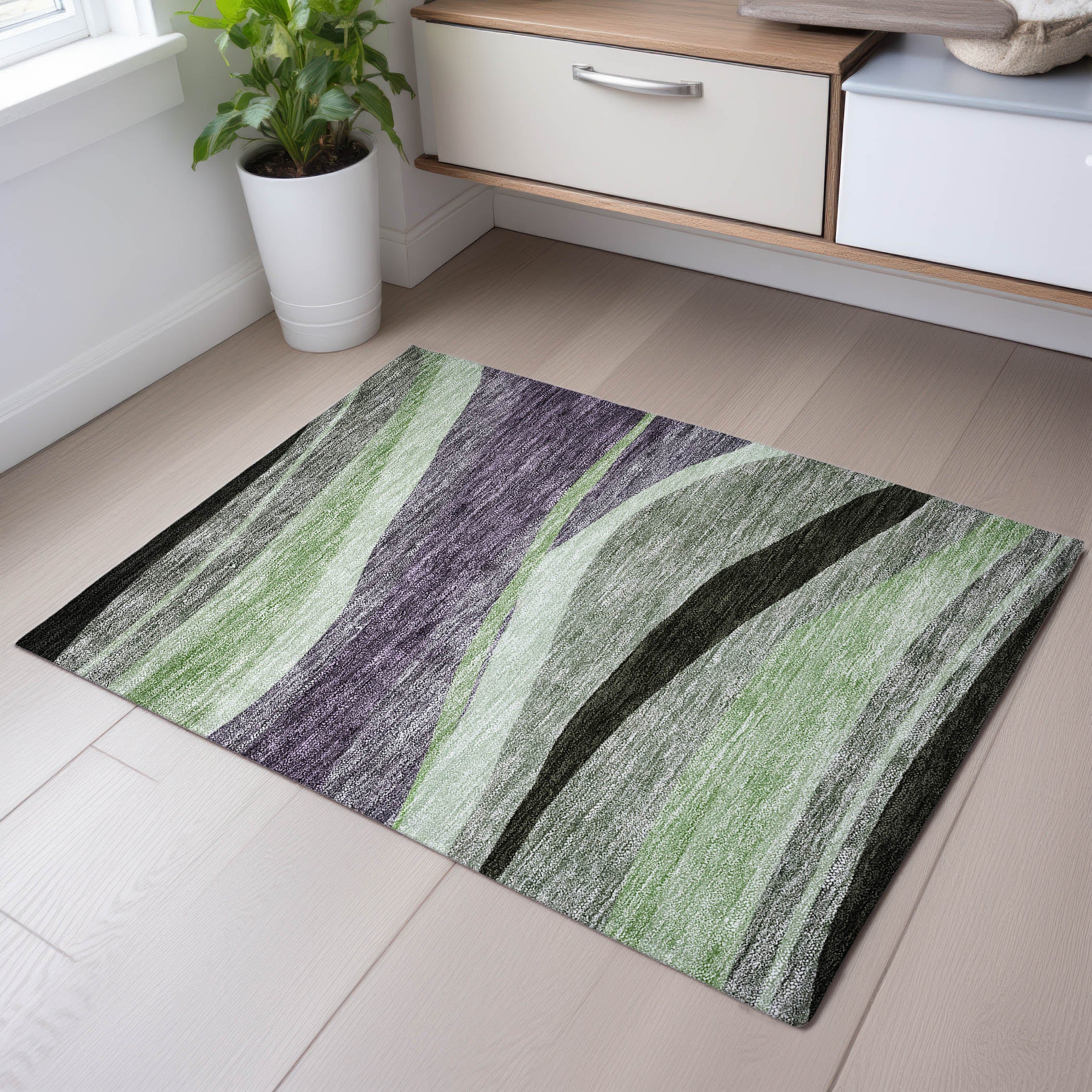 Split Machine Washable Transitional Purple Rug 1'8" x 2'6" #shape_Rectangle