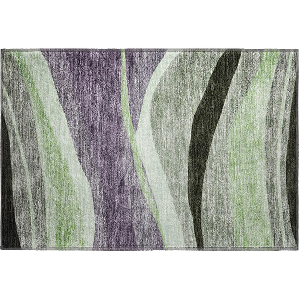 Split Machine Washable Transitional Purple Rug 1'8" x 2'6"
