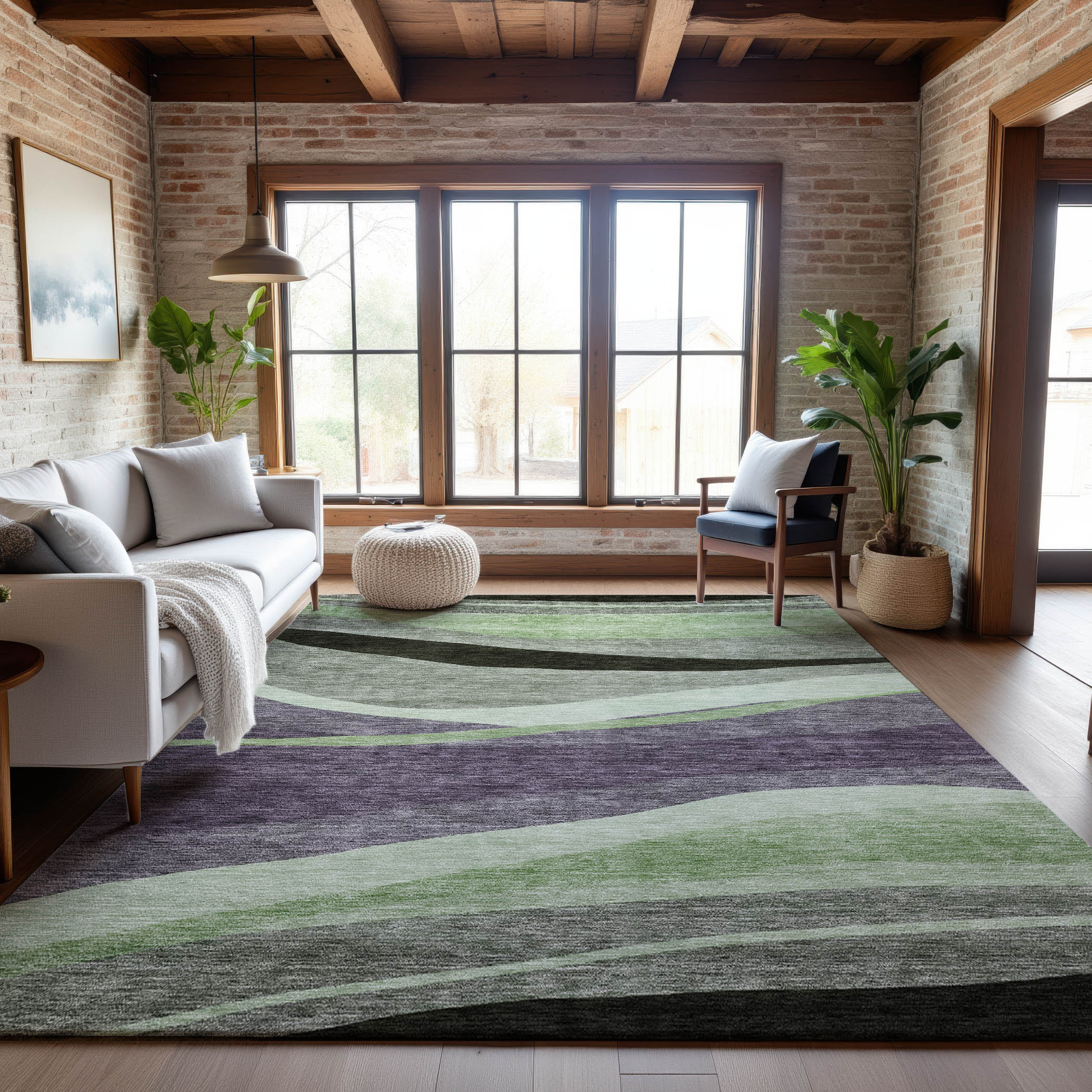 Split Machine Washable Transitional Purple Rug 2'6" x 3'10" #shape_Rectangle