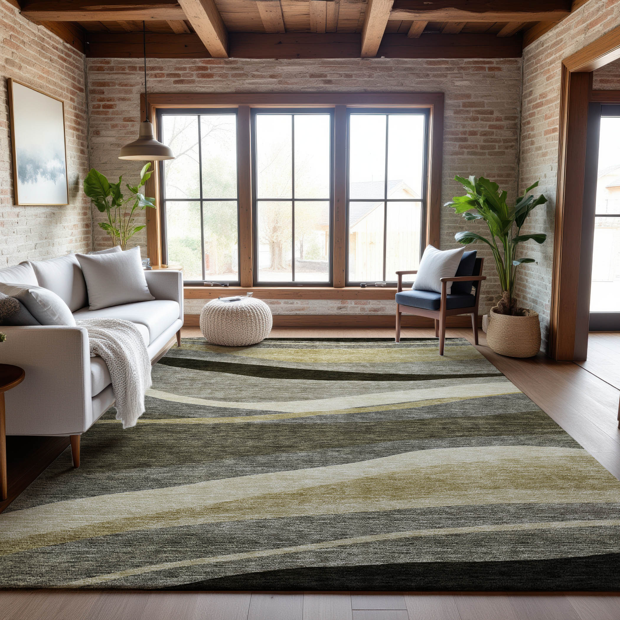 Split Machine Washable Transitional Taupe Brown Rug 2'6" x 3'10" #shape_Rectangle