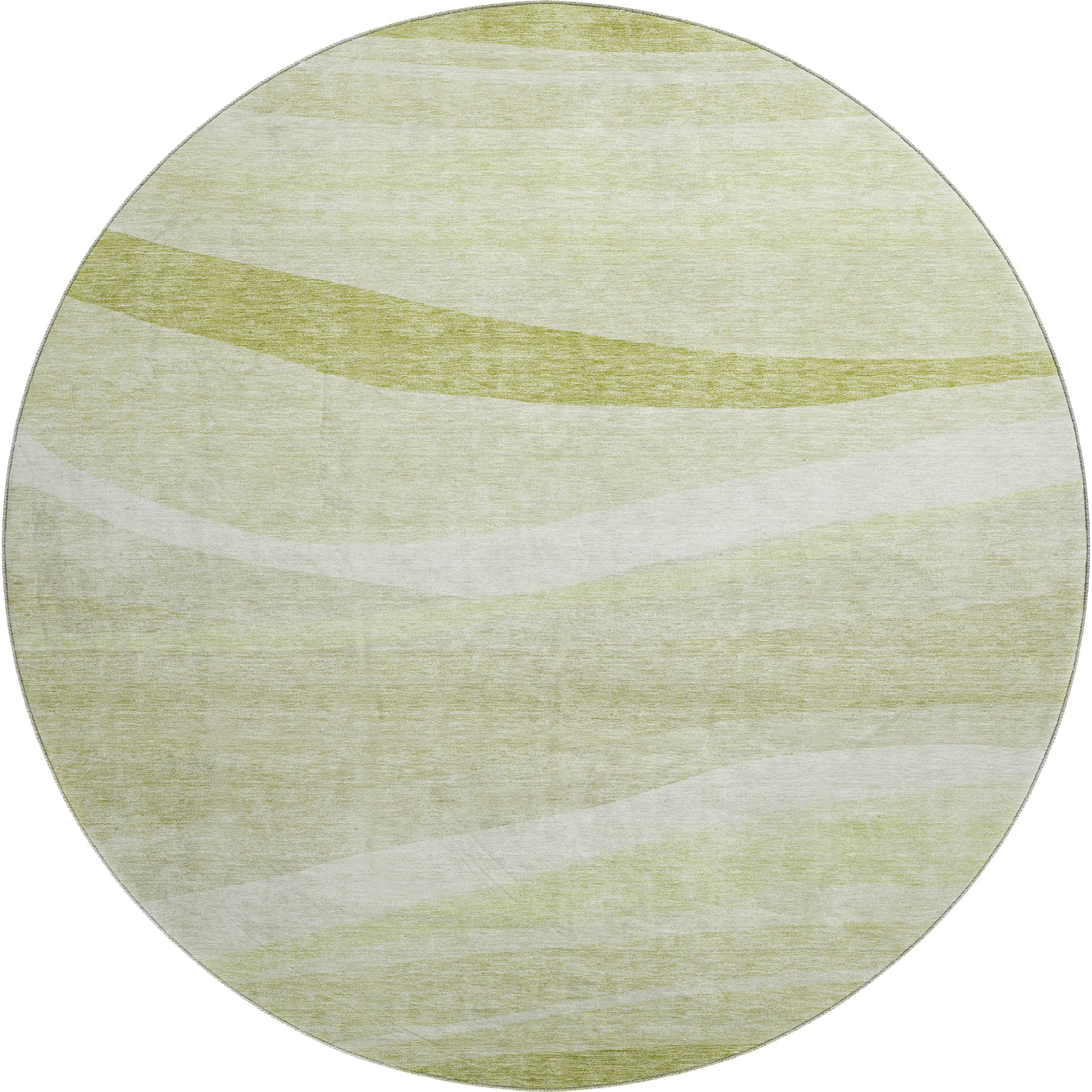 Antigua Machine Washable Transitional Aloe Green Rug 8' x 8' #shape_Round