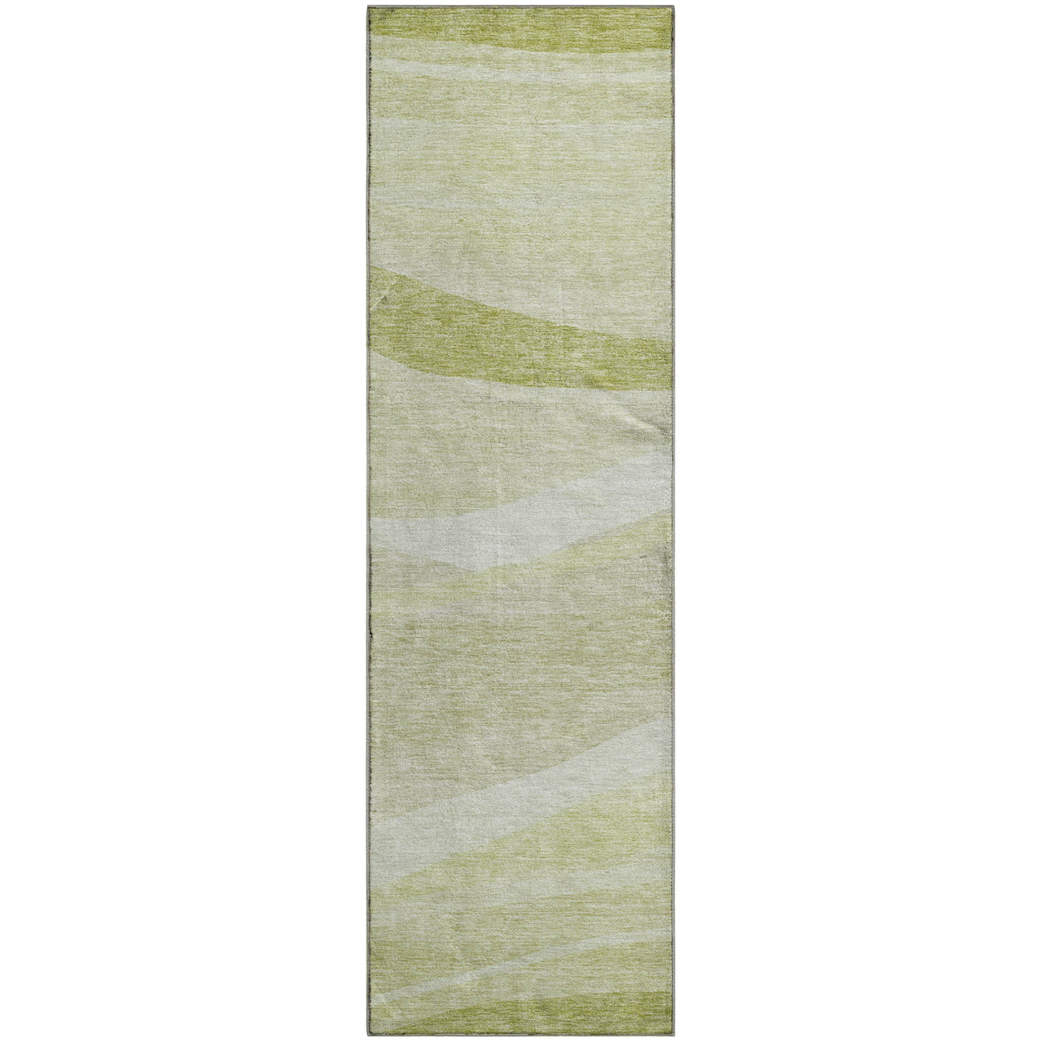 Antigua Machine Washable Transitional Aloe Green Rug 2'3" x 7'6" #shape_Runner