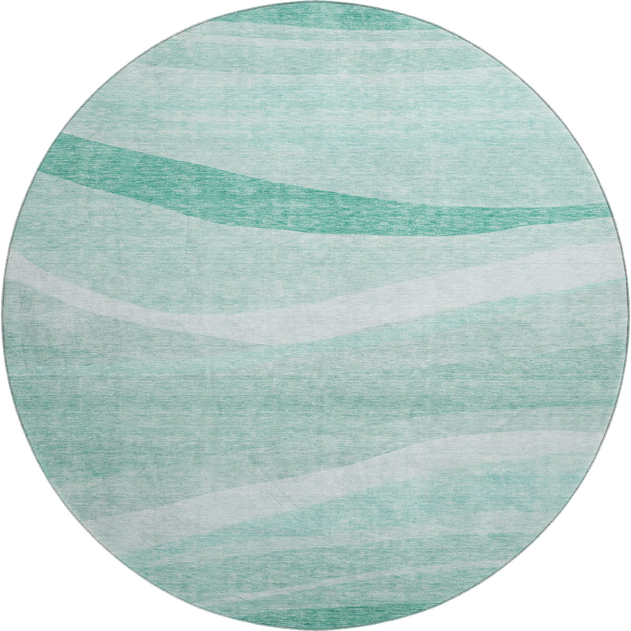 Antigua Machine Washable Transitional Aqua Teal Rug 8' x 8' #shape_Round