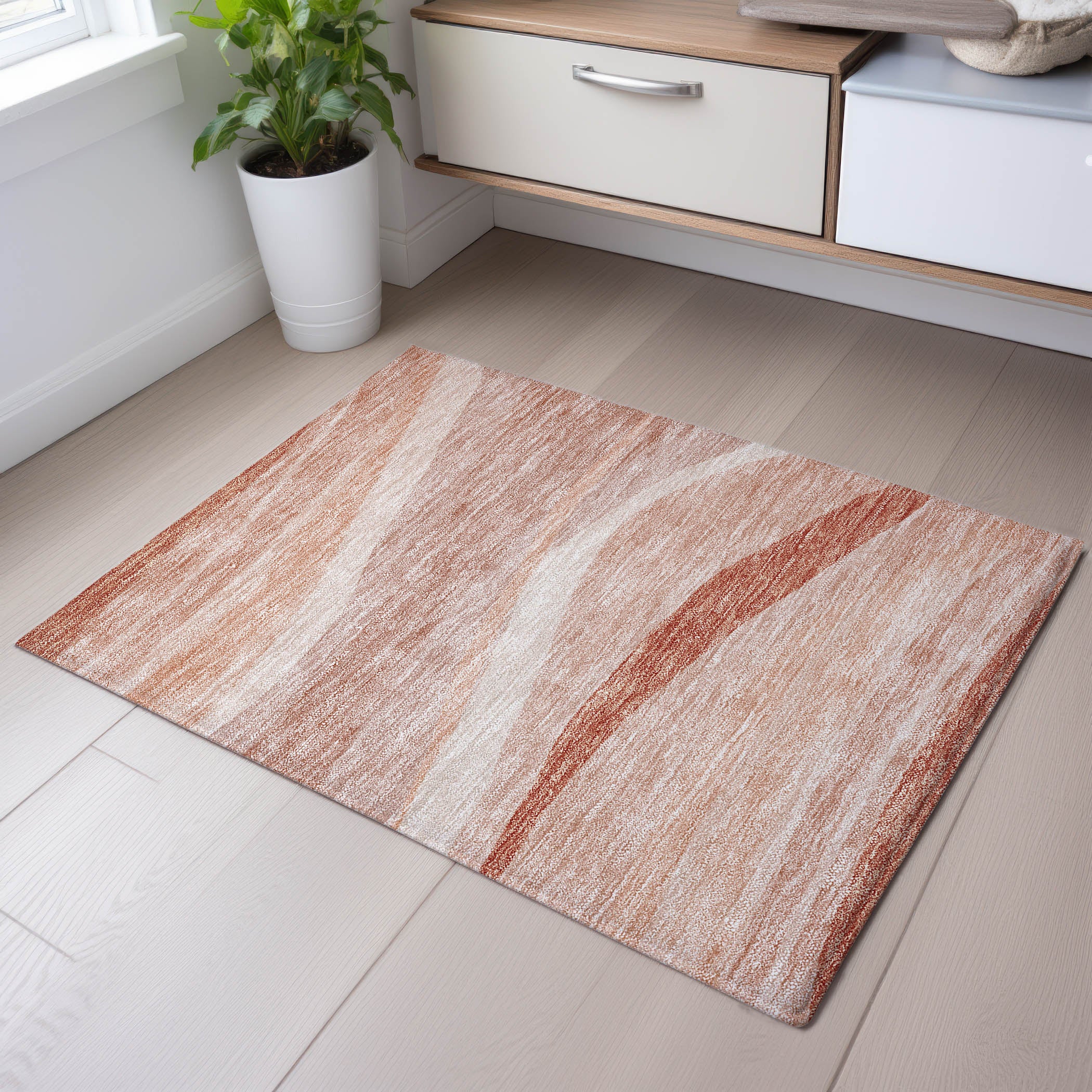 Antigua Machine Washable Transitional Salmon Orange Rug 1'8" x 2'6" #shape_Rectangle