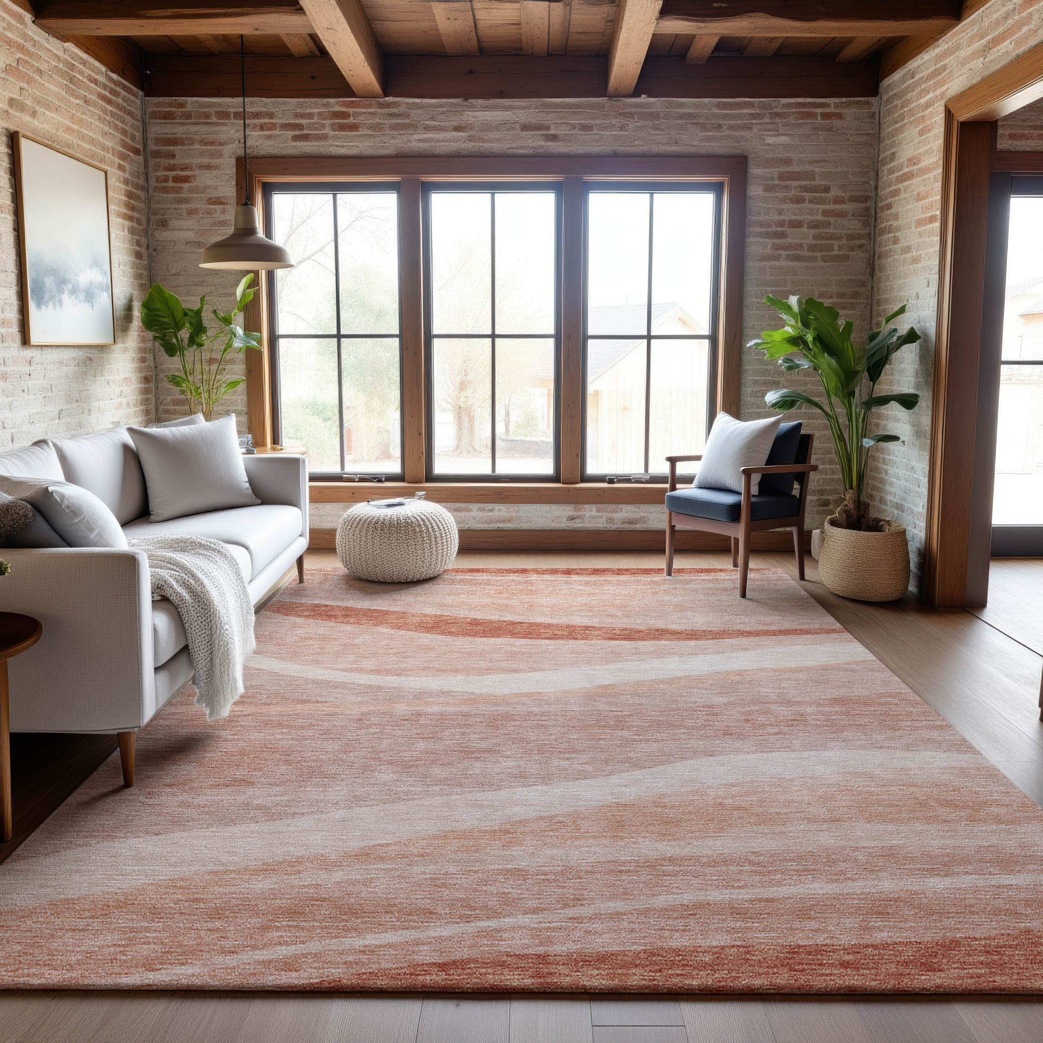 Antigua Machine Washable Transitional Salmon Orange Rug 2'6" x 3'10" #shape_Rectangle