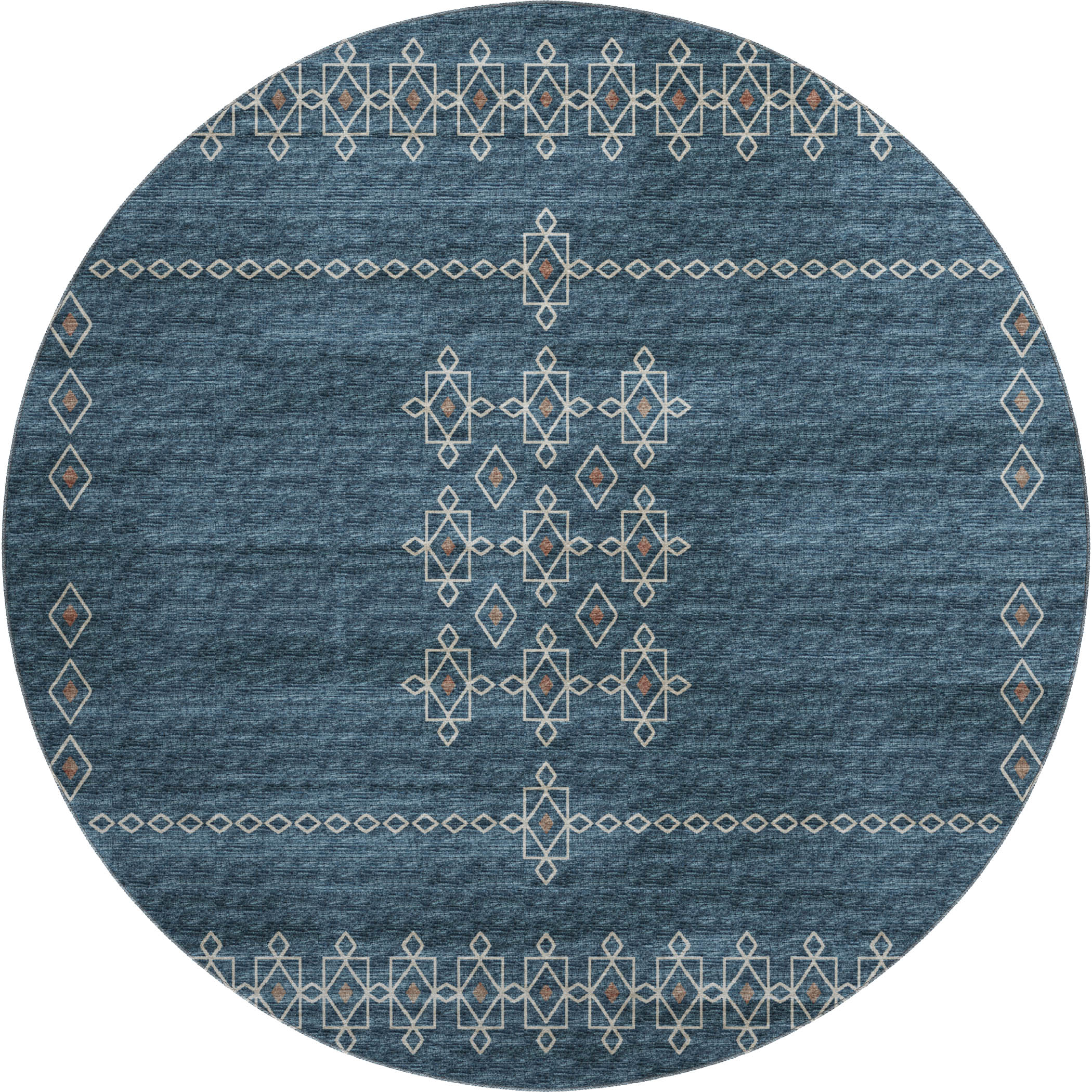 Bergen Machine Washable Transitional Blue Rug 8' x 8' #shape_Round