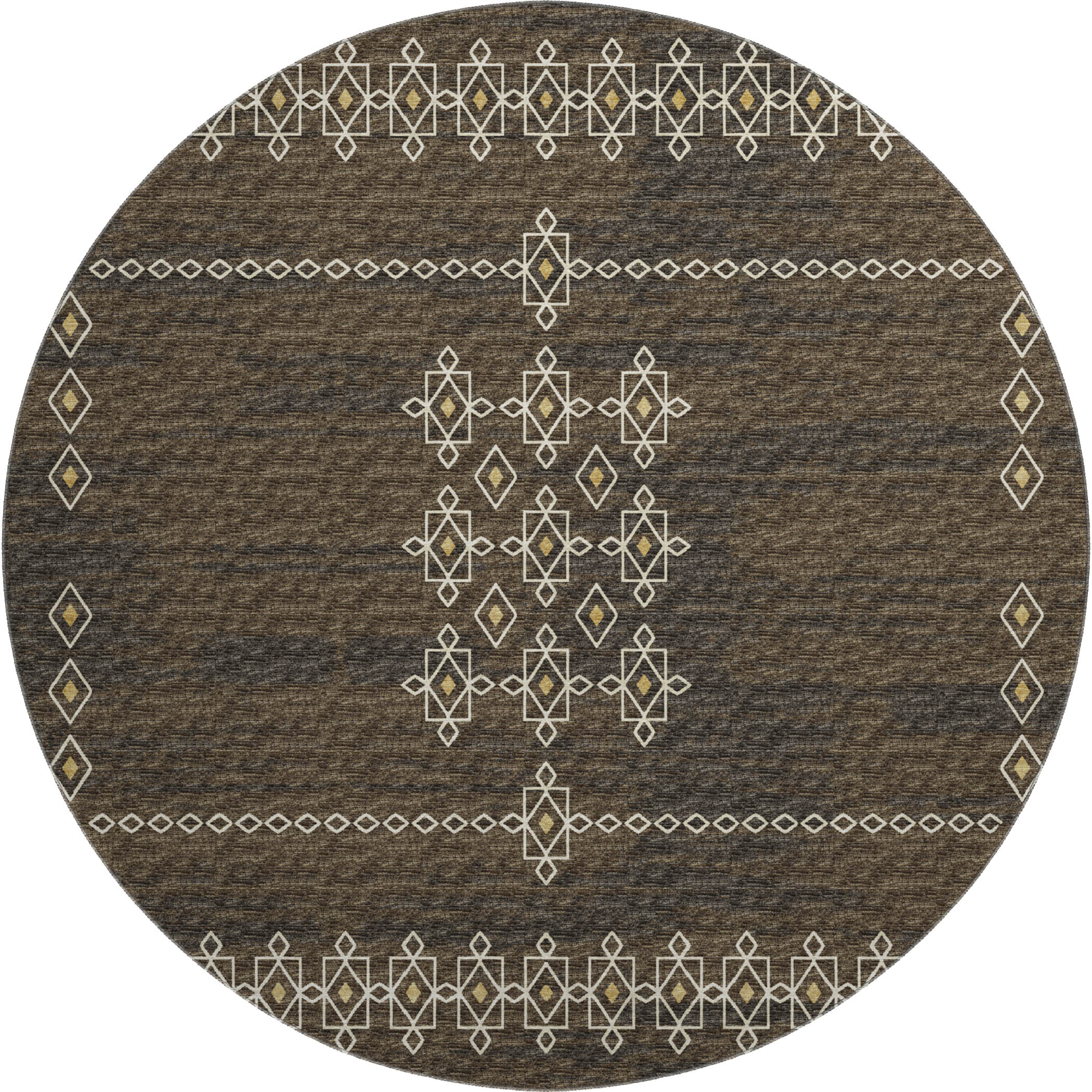 Bergen Machine Washable Transitional Brown Rug 8' x 8' #shape_Round