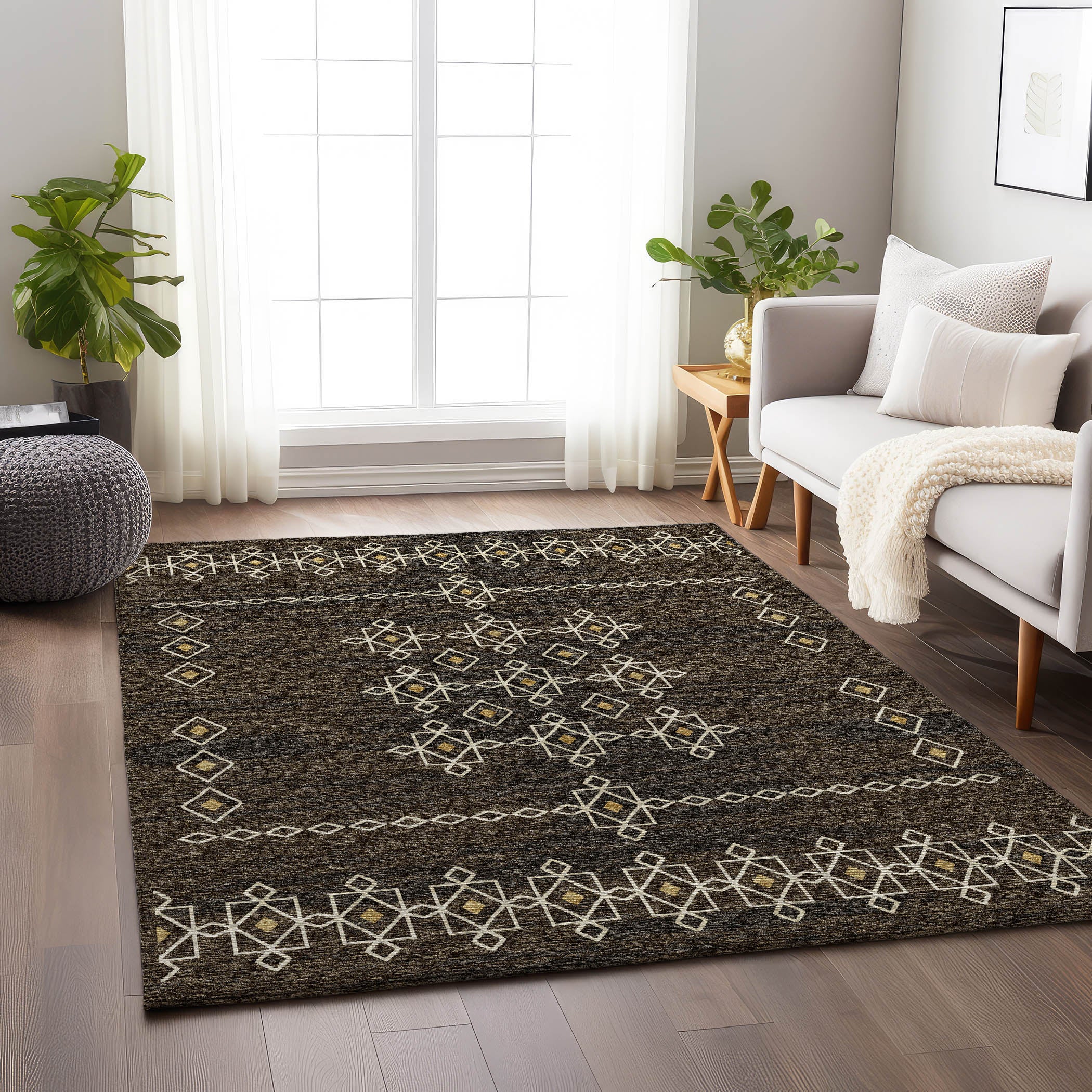 Bergen Machine Washable Transitional Brown Rug 2'6" x 3'10" #shape_Rectangle