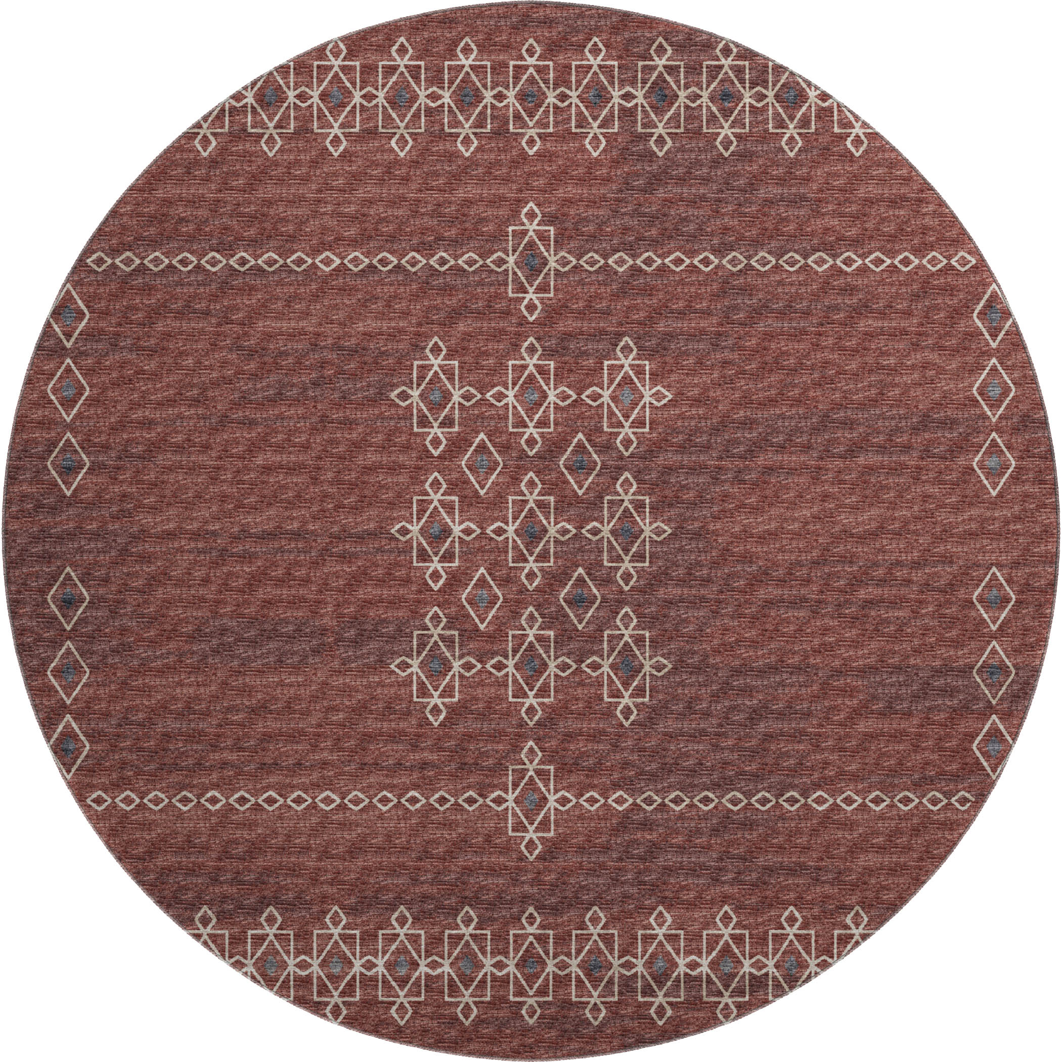 Bergen Machine Washable Transitional Canyon Red Rug 8' x 8' #shape_Round