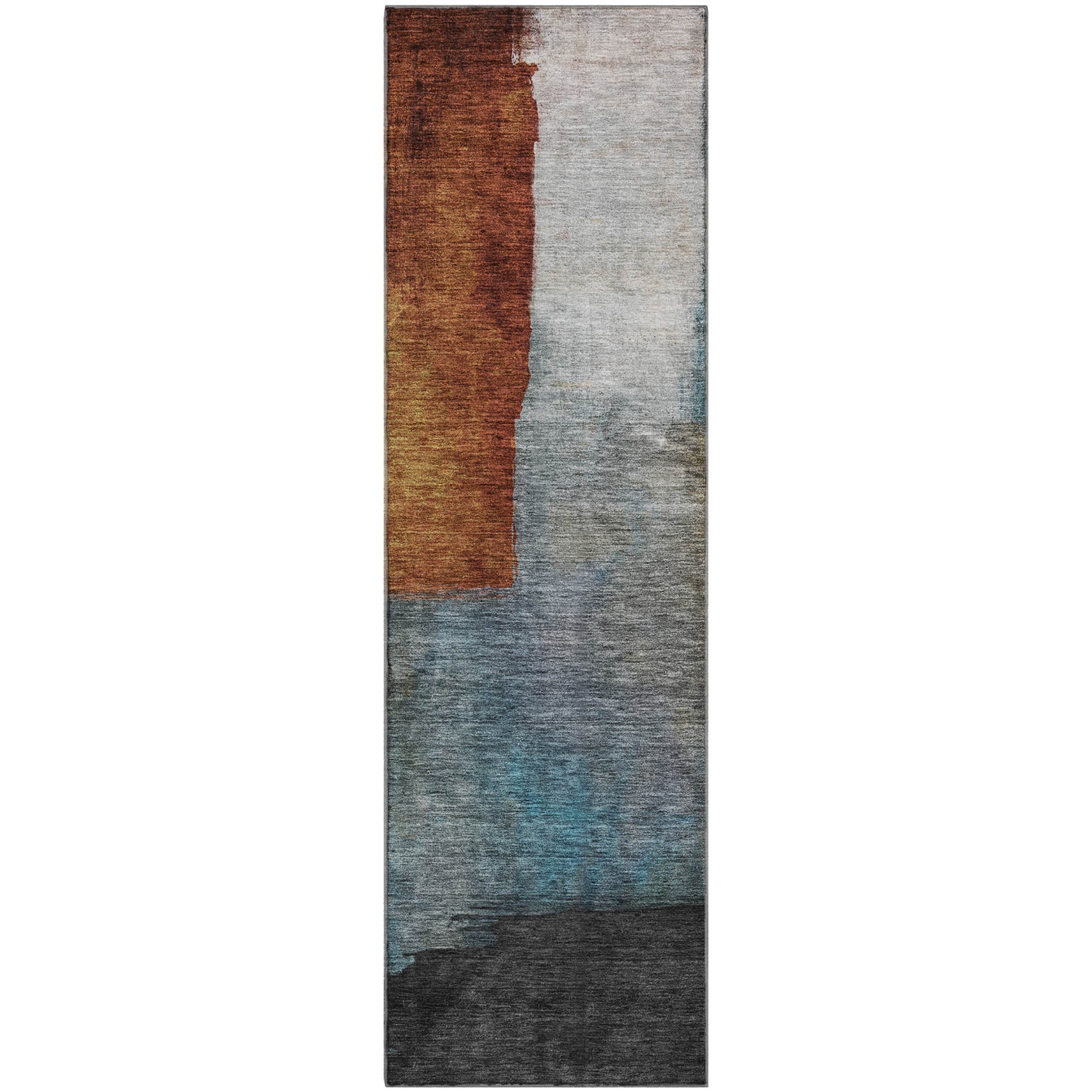 Siena Machine Washable Transitional Copper Orange Rug 2'3" x 7'6" #shape_Runner