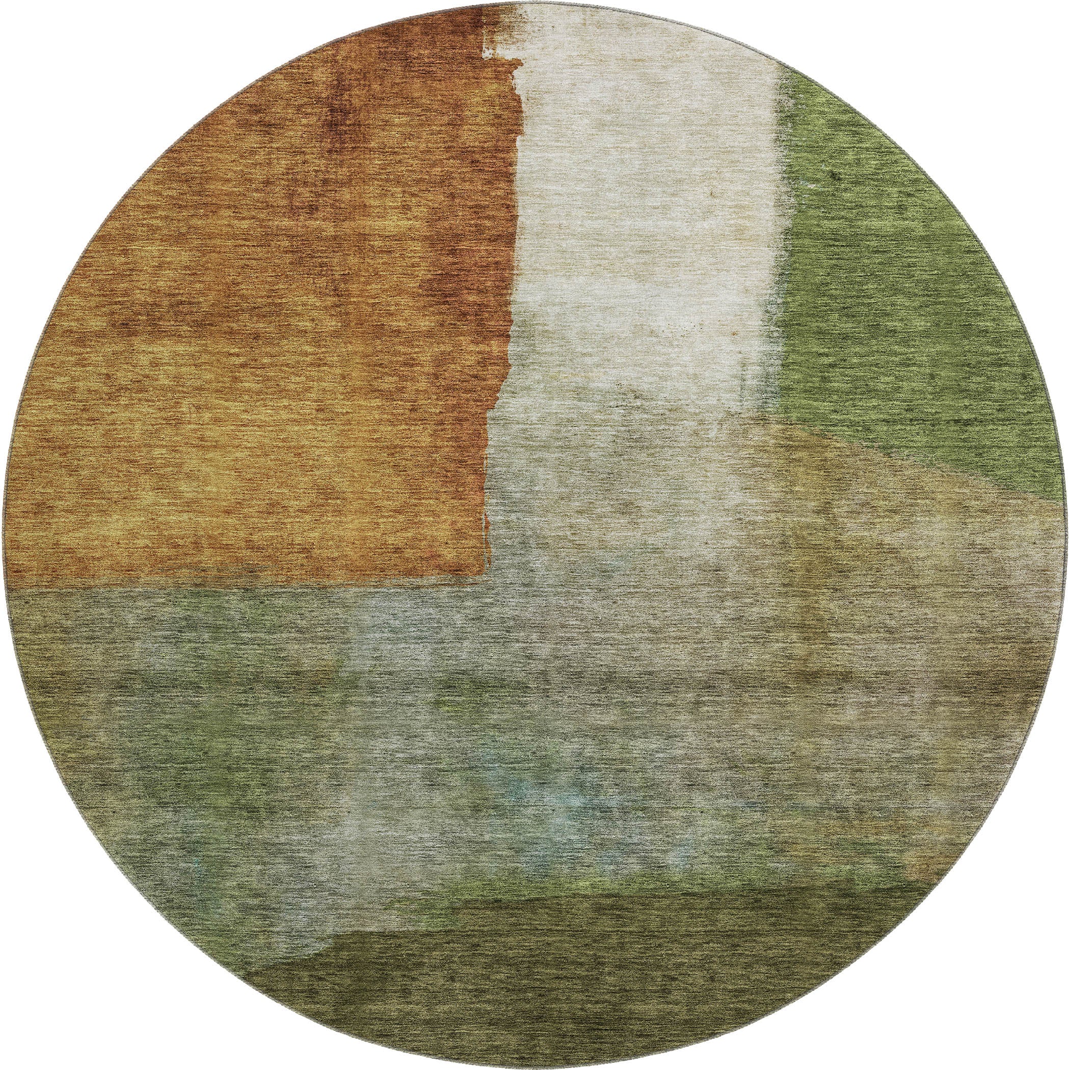 Siena Machine Washable Transitional Green Rug 8' x 8' #shape_Round
