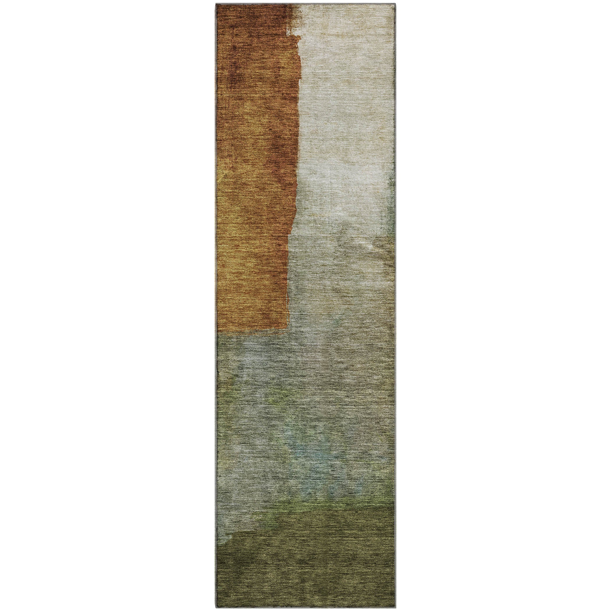 Siena Machine Washable Transitional Green Rug 2'3" x 7'6" #shape_Runner