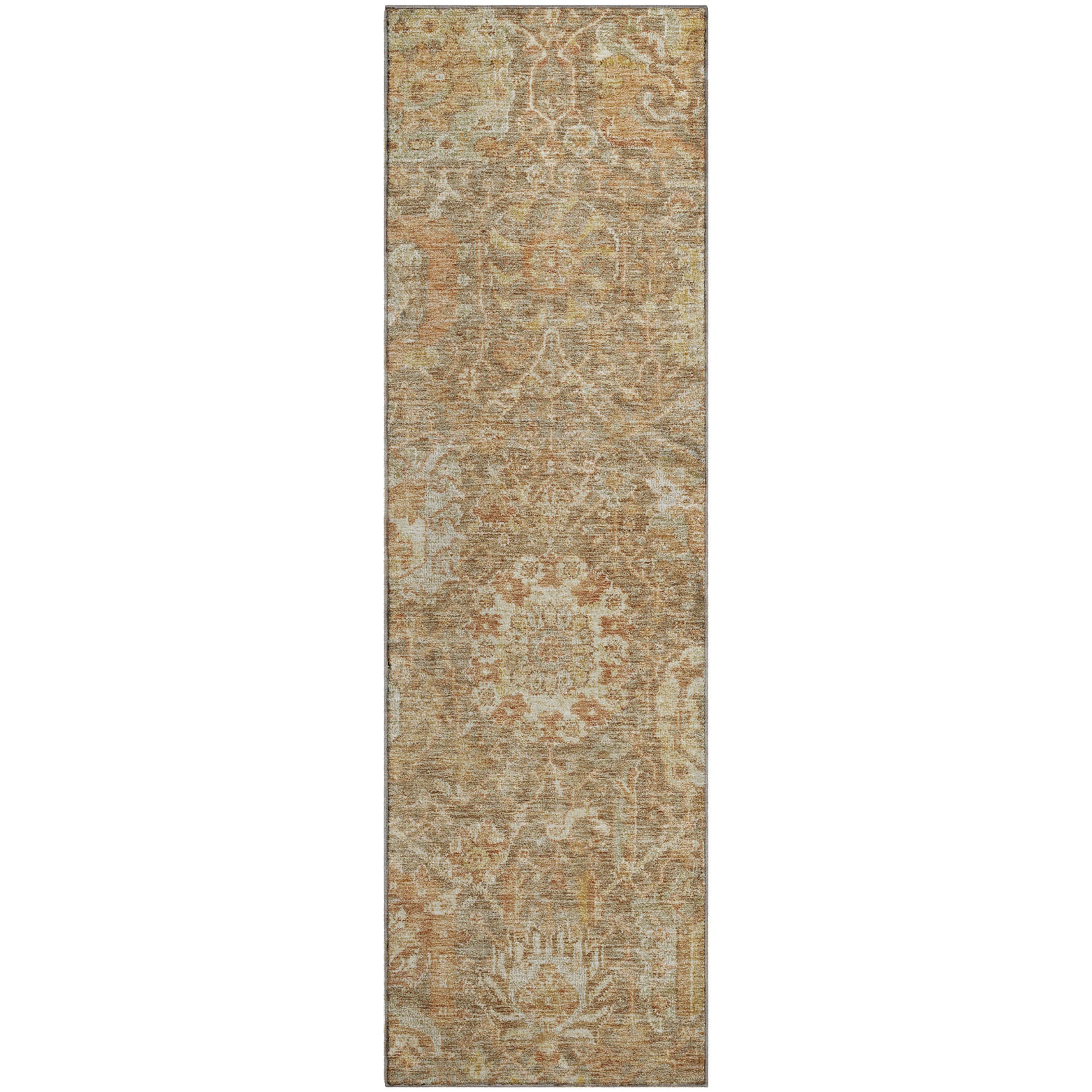 Salzburg Machine Washable Traditional Khaki Brown Rug 2'3" x 7'6" #shape_Runner