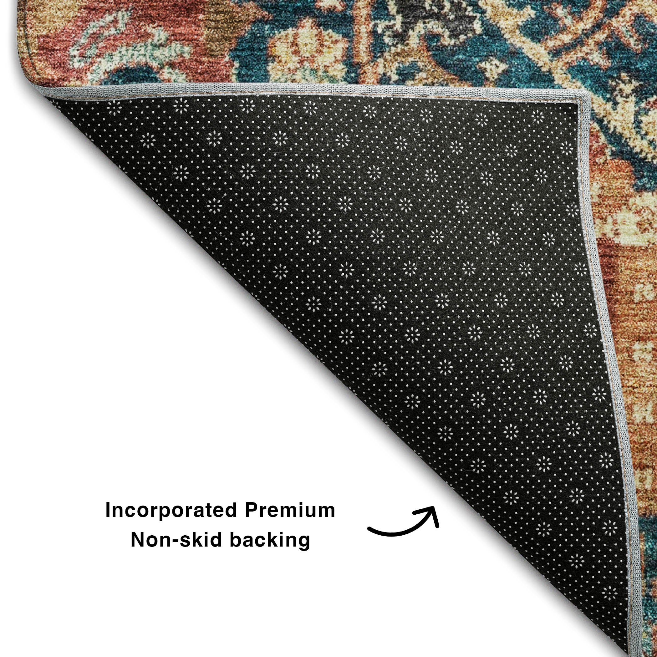 Salzburg Machine Washable Traditional Navy Blue Rug 1'8" x 2'6" #shape_Rectangle