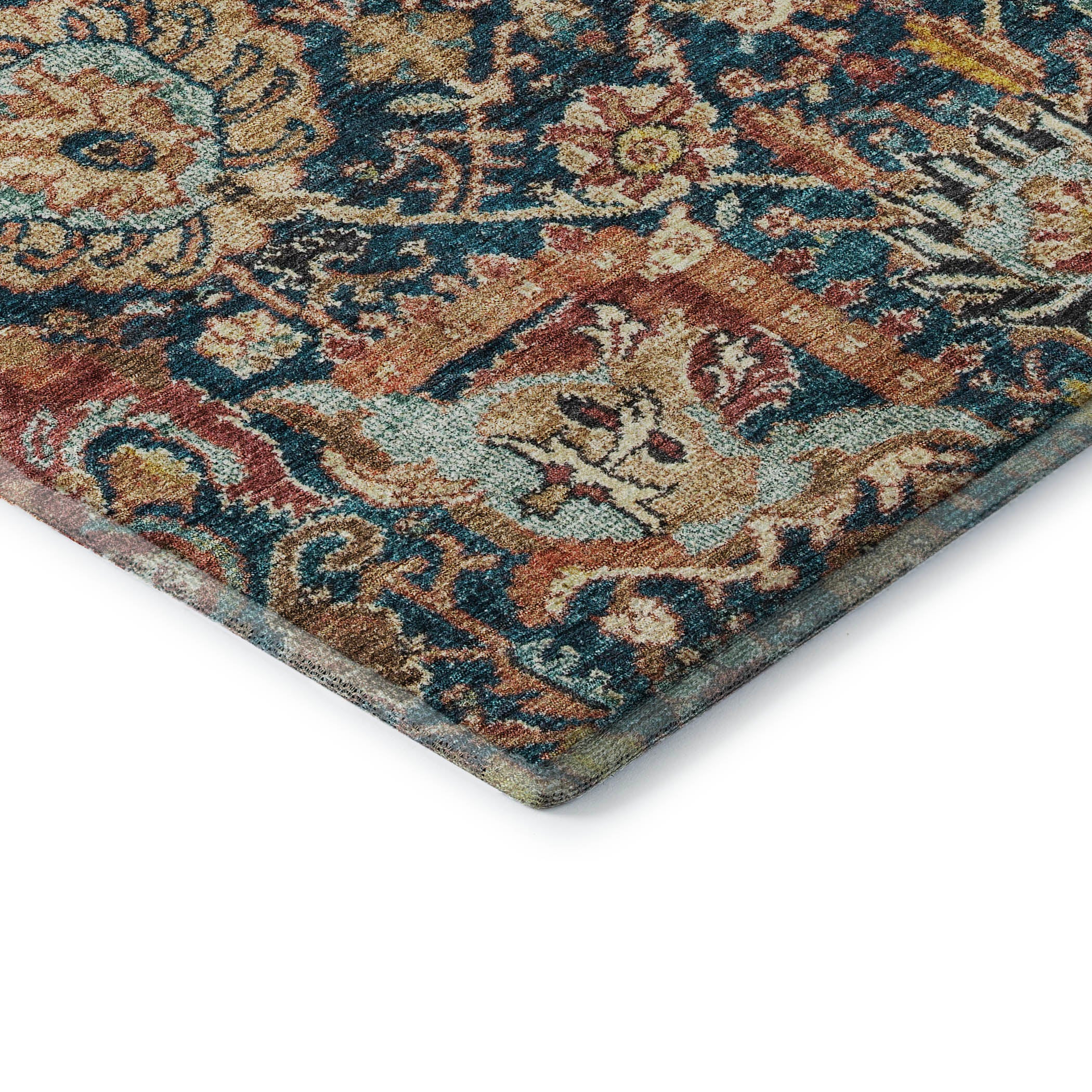 Salzburg Machine Washable Traditional Navy Blue Rug 1'8" x 2'6" #shape_Rectangle
