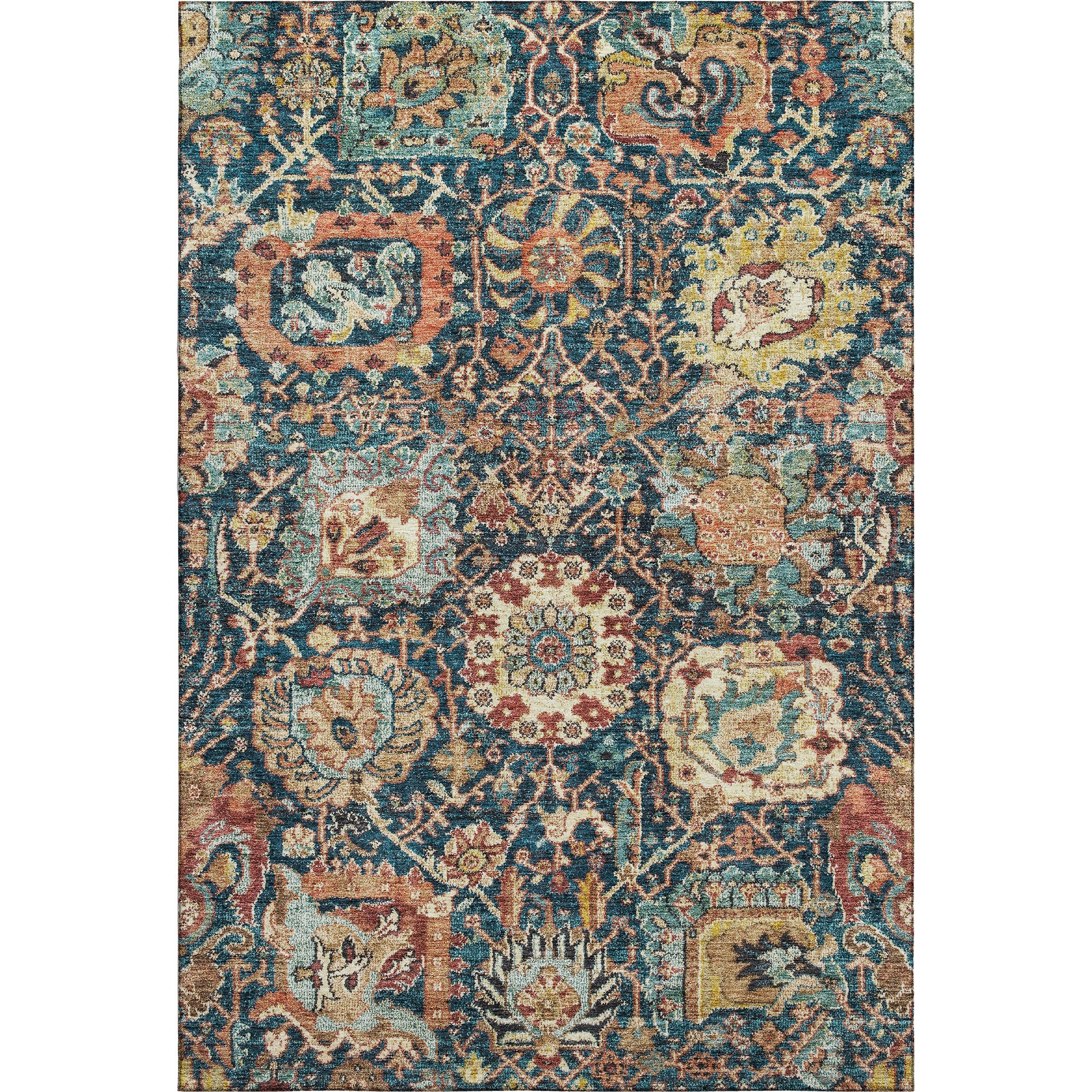 Salzburg Machine Washable Traditional Navy Blue Rug 2'6" x 3'10" #shape_Rectangle