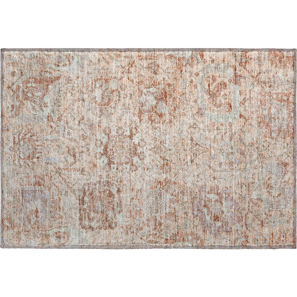 Colombo Machine Washable Traditional Coral Orange Rug 1'8" x 2'6"
