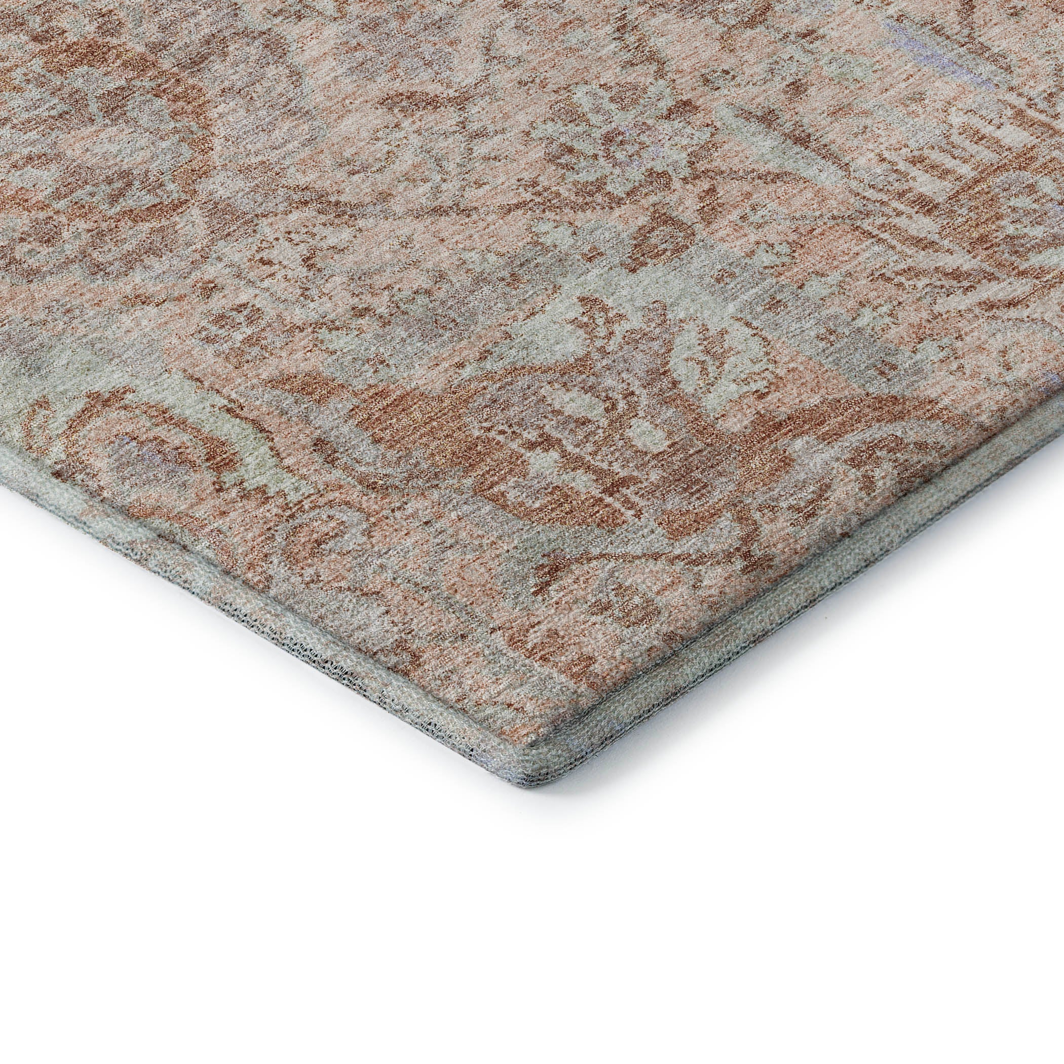 Colombo Machine Washable Traditional Coral Orange Rug 1'8" x 2'6" #shape_Rectangle