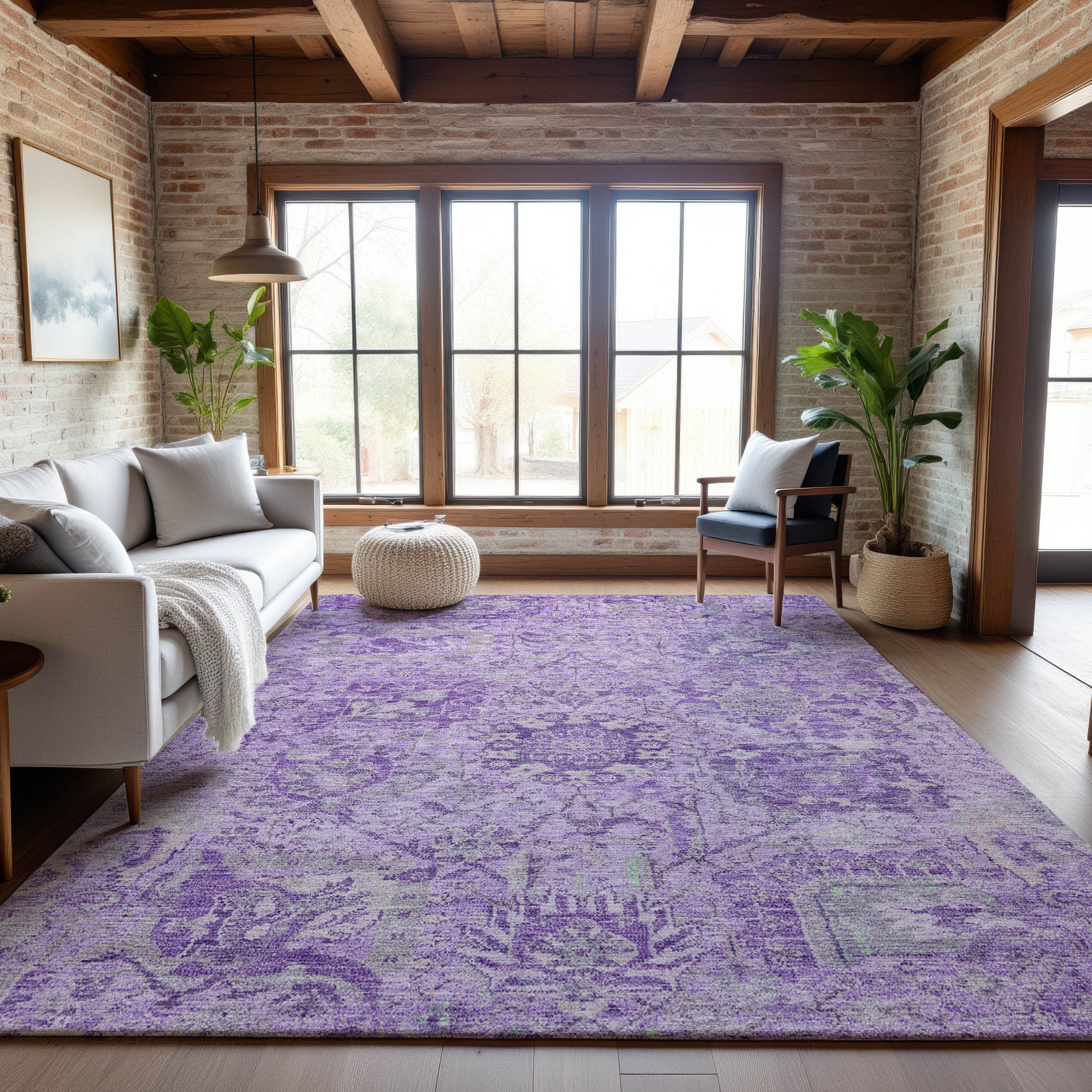 Colombo Machine Washable Traditional Lavender Purple Rug 2'6" x 3'10" #shape_Rectangle