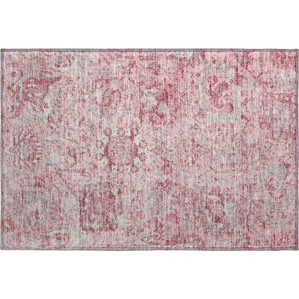 Colombo Machine Washable Traditional Pink Rug 1'8" x 2'6"