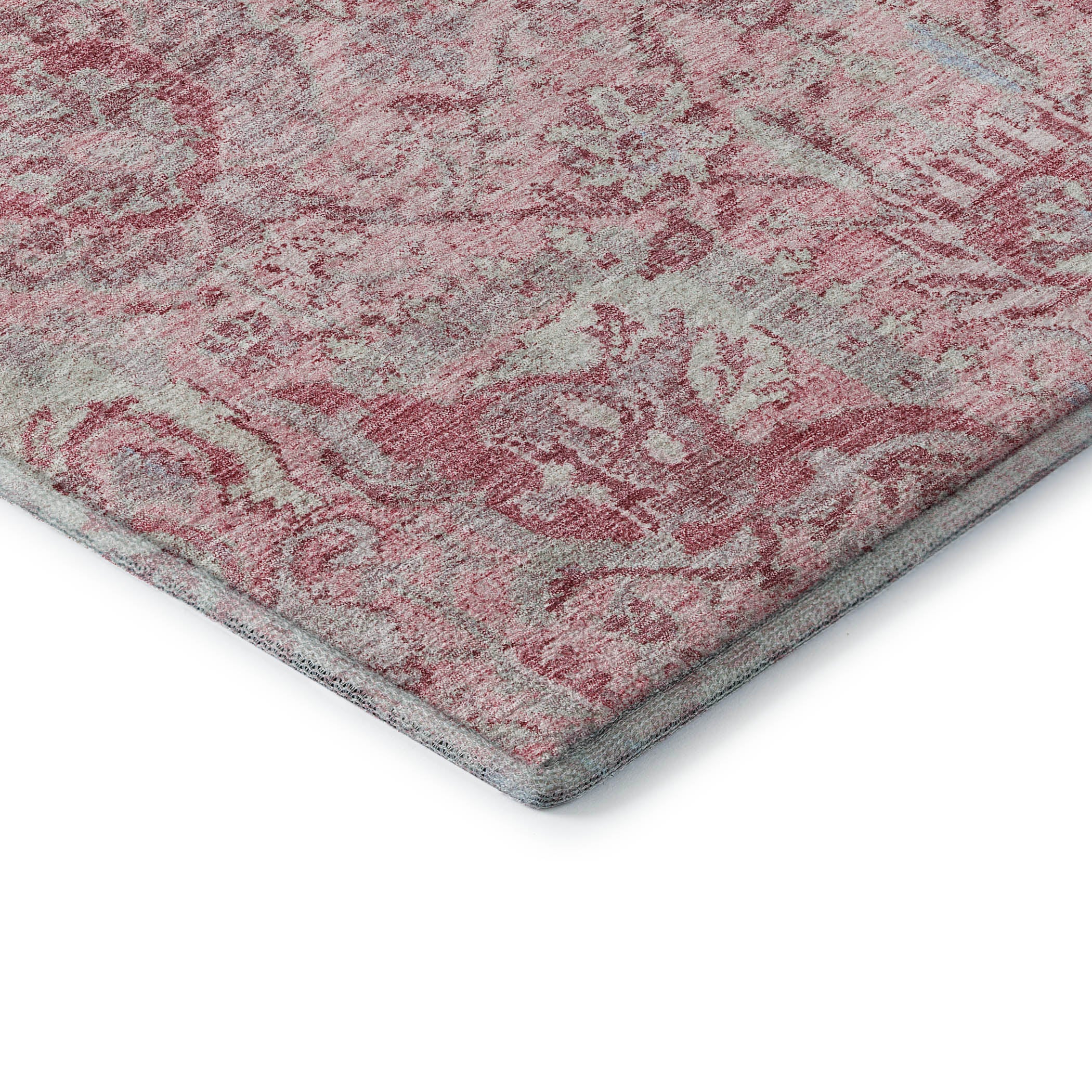 Colombo Machine Washable Traditional Pink Rug 1'8" x 2'6" #shape_Rectangle