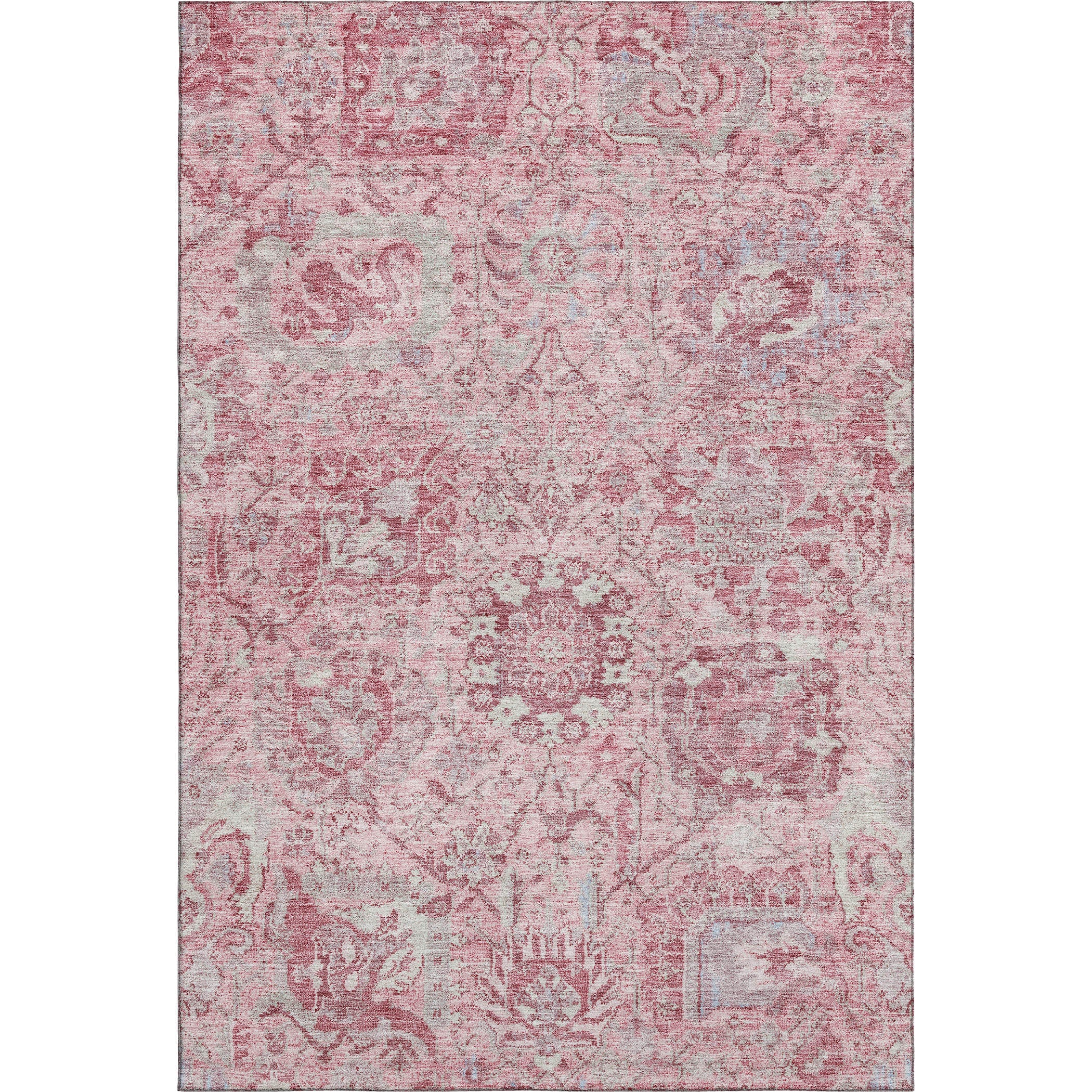 Colombo Machine Washable Traditional Pink Rug 2'6" x 3'10" #shape_Rectangle