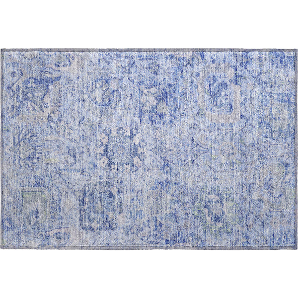 Colombo Machine Washable Traditional Sky Blue Rug 1'8" x 2'6"