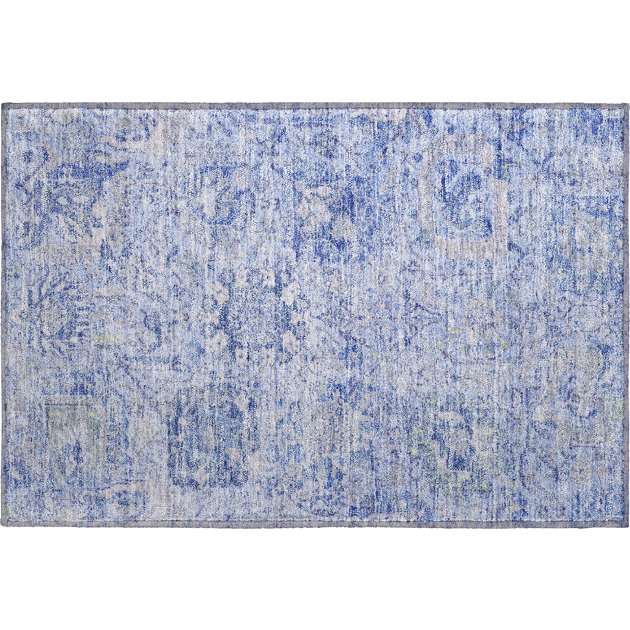 Colombo Machine Washable Traditional Sky Blue Rug 1'8" x 2'6" #shape_Rectangle