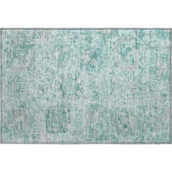Colombo Machine Washable Traditional Teal Rug 1'8" x 2'6"