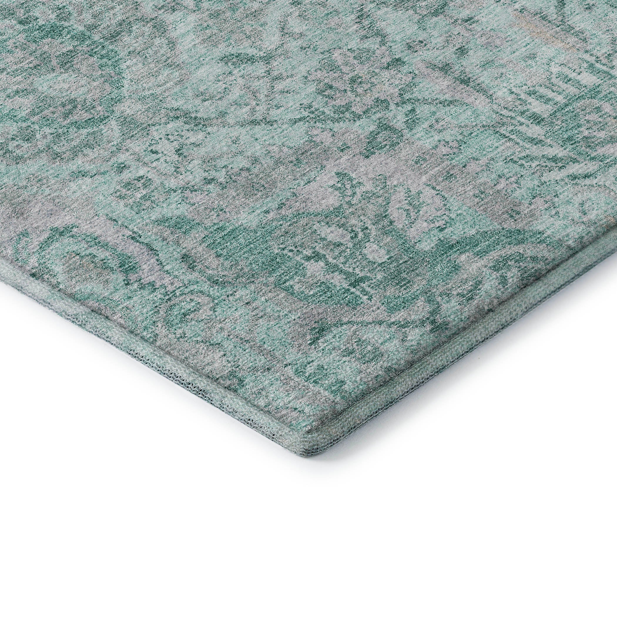 Colombo Machine Washable Traditional Teal Rug 1'8" x 2'6" #shape_Rectangle