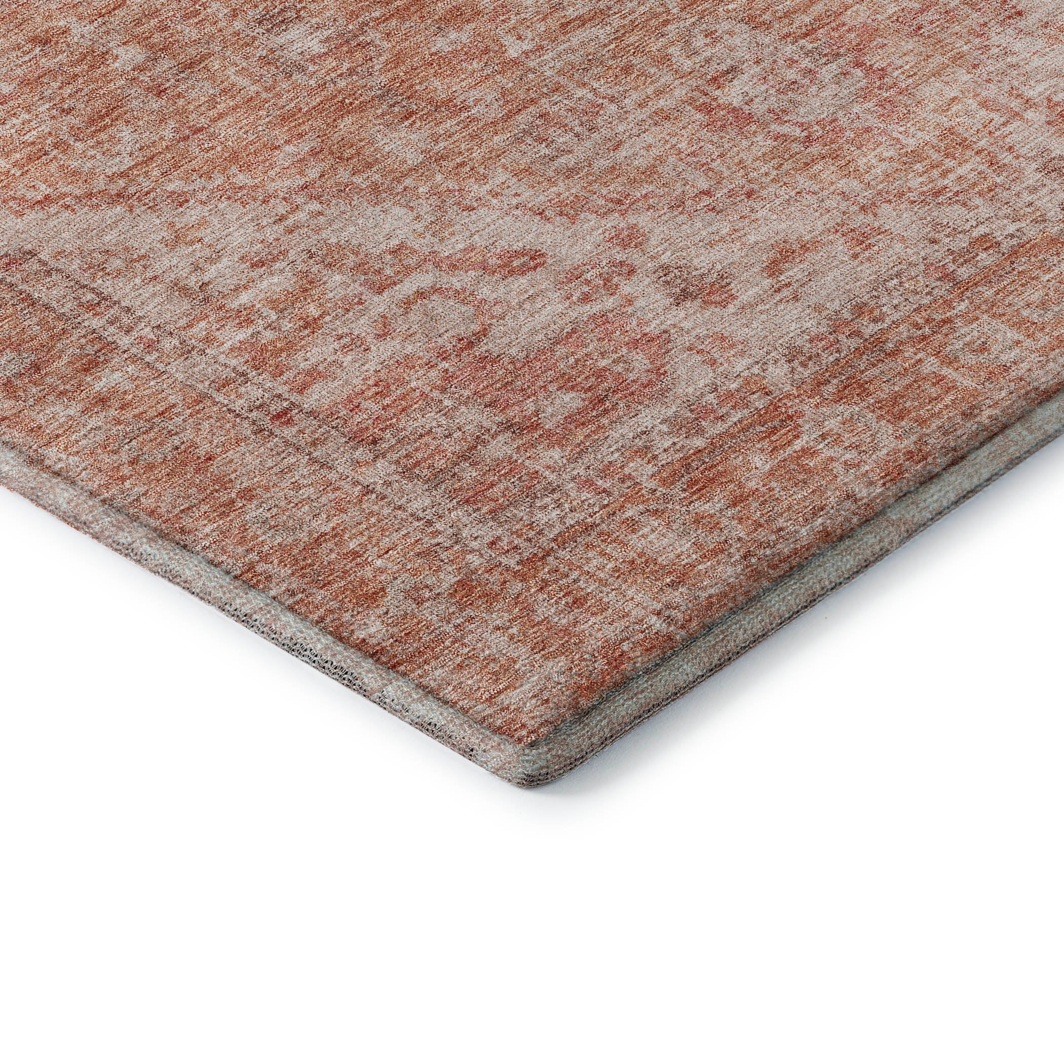 Porto Machine Washable Traditional Coral Orange Rug 1'8" x 2'6" #shape_Rectangle