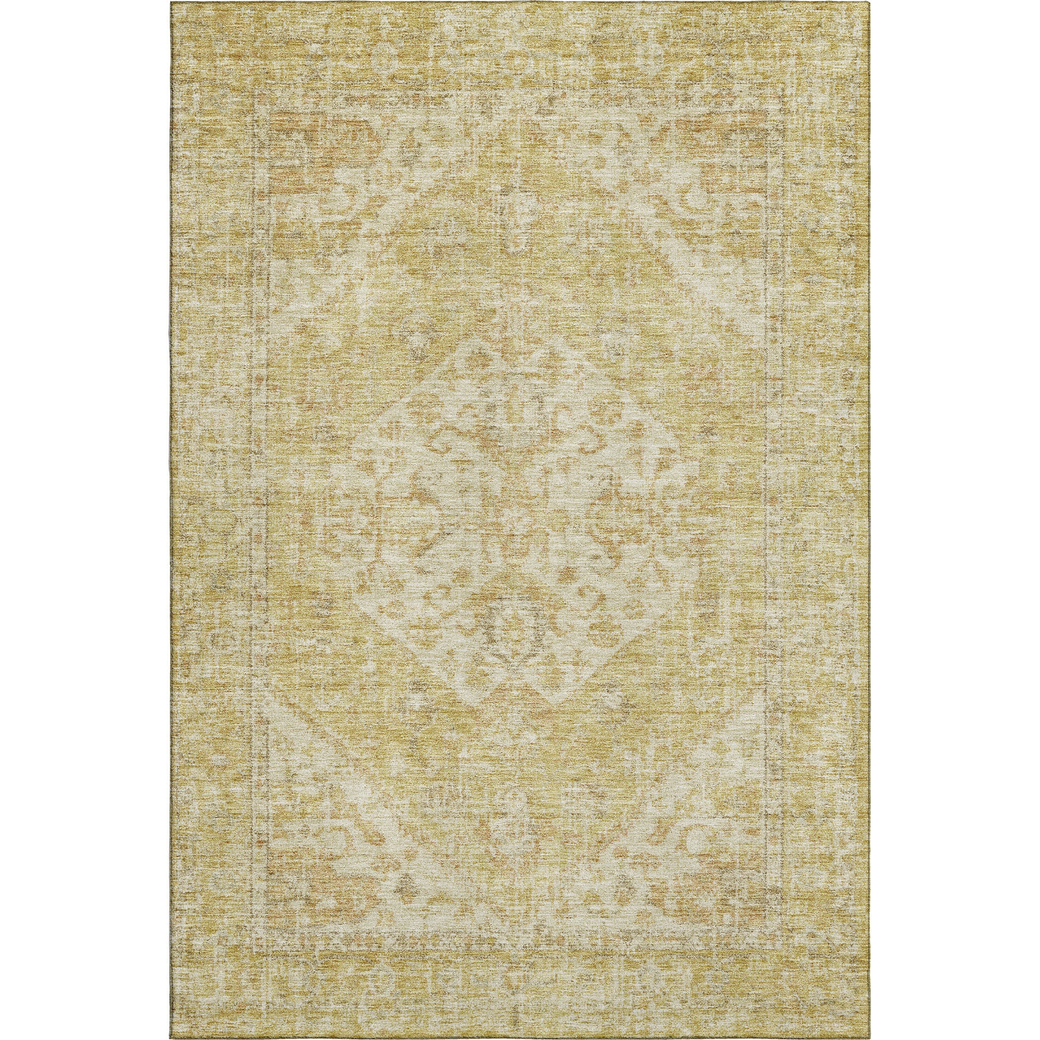 Porto Machine Washable Traditional Gold Rug 2'6" x 3'10" #shape_Rectangle