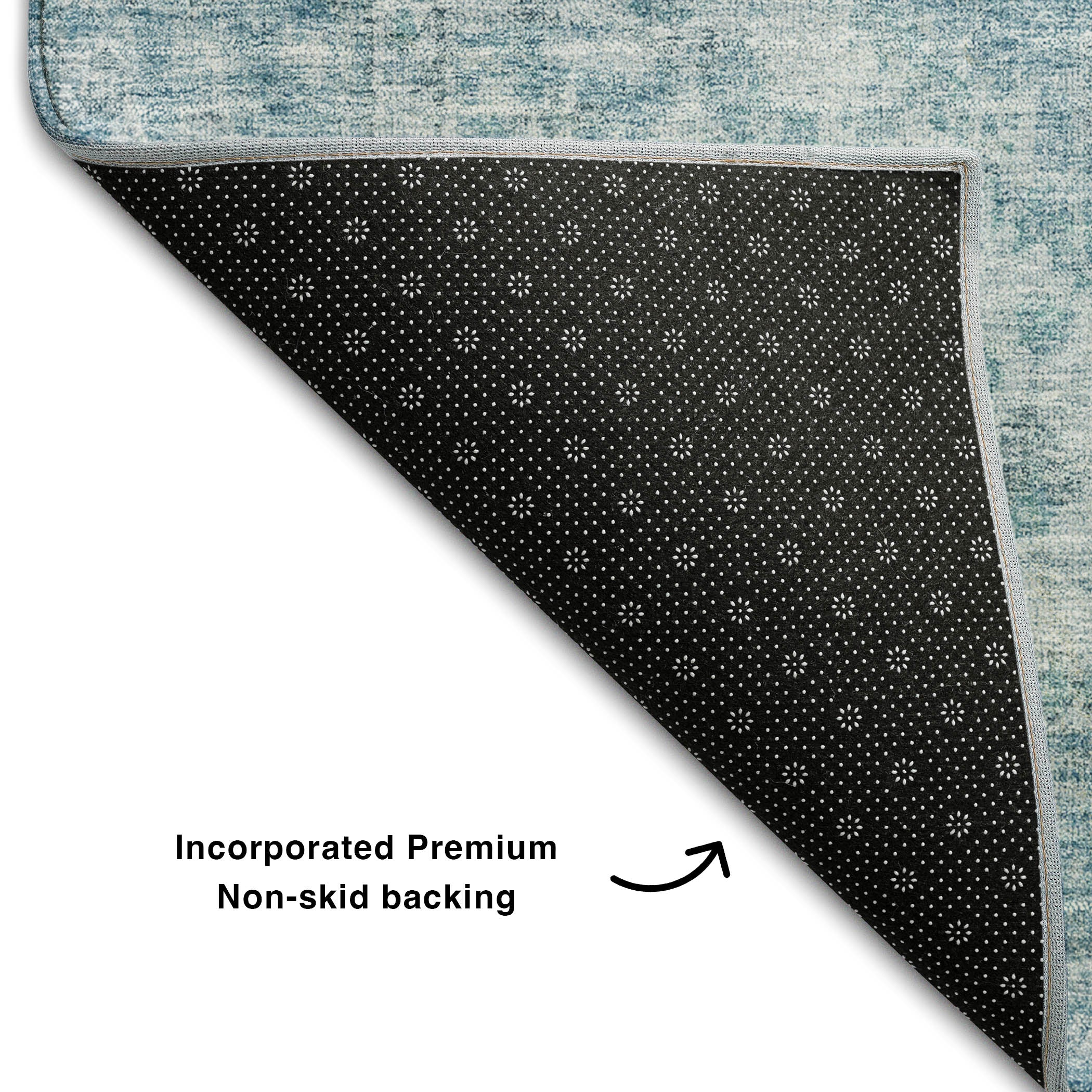 Porto Machine Washable Traditional Sky Blue Rug 1'8" x 2'6" #shape_Rectangle