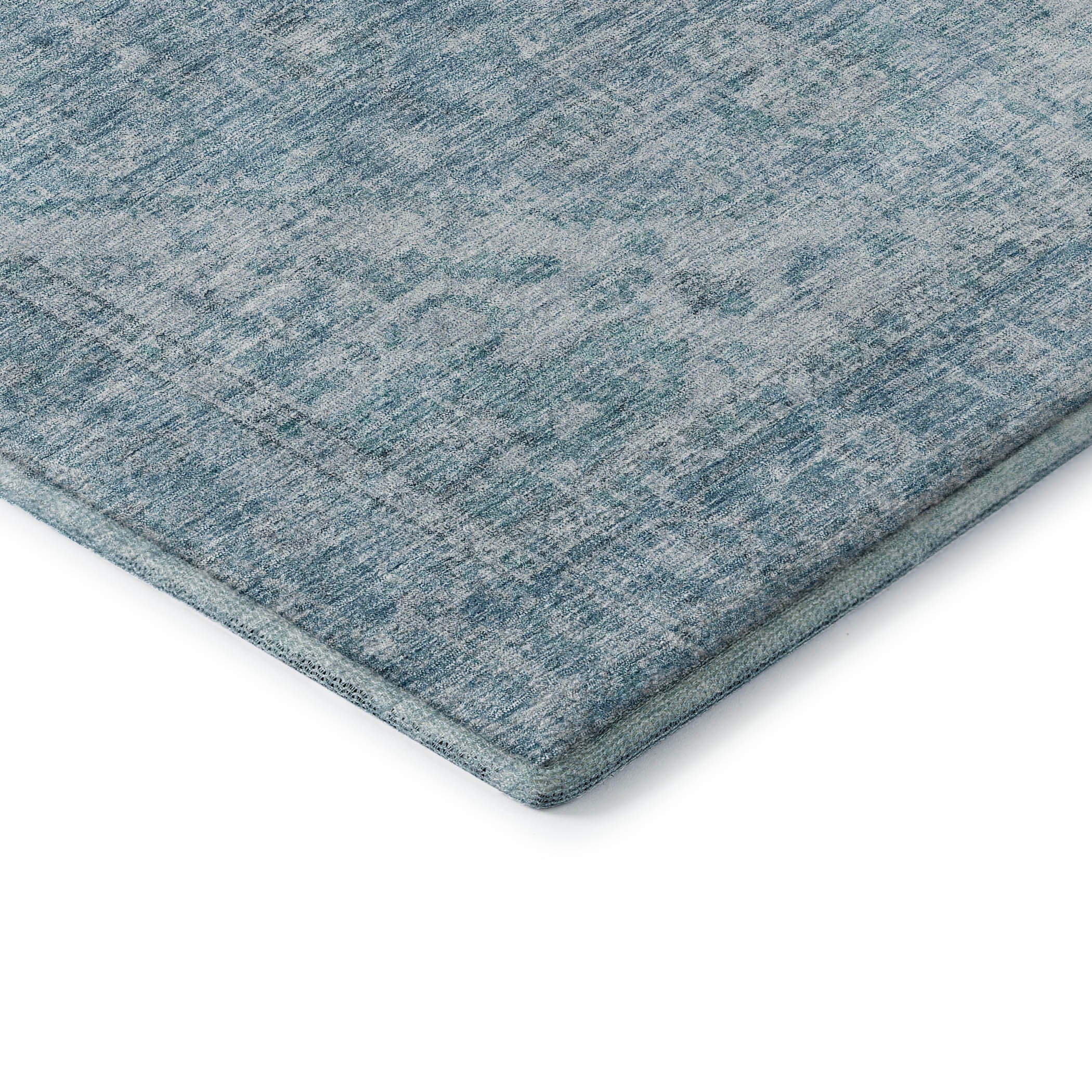 Porto Machine Washable Traditional Sky Blue Rug 1'8" x 2'6" #shape_Rectangle