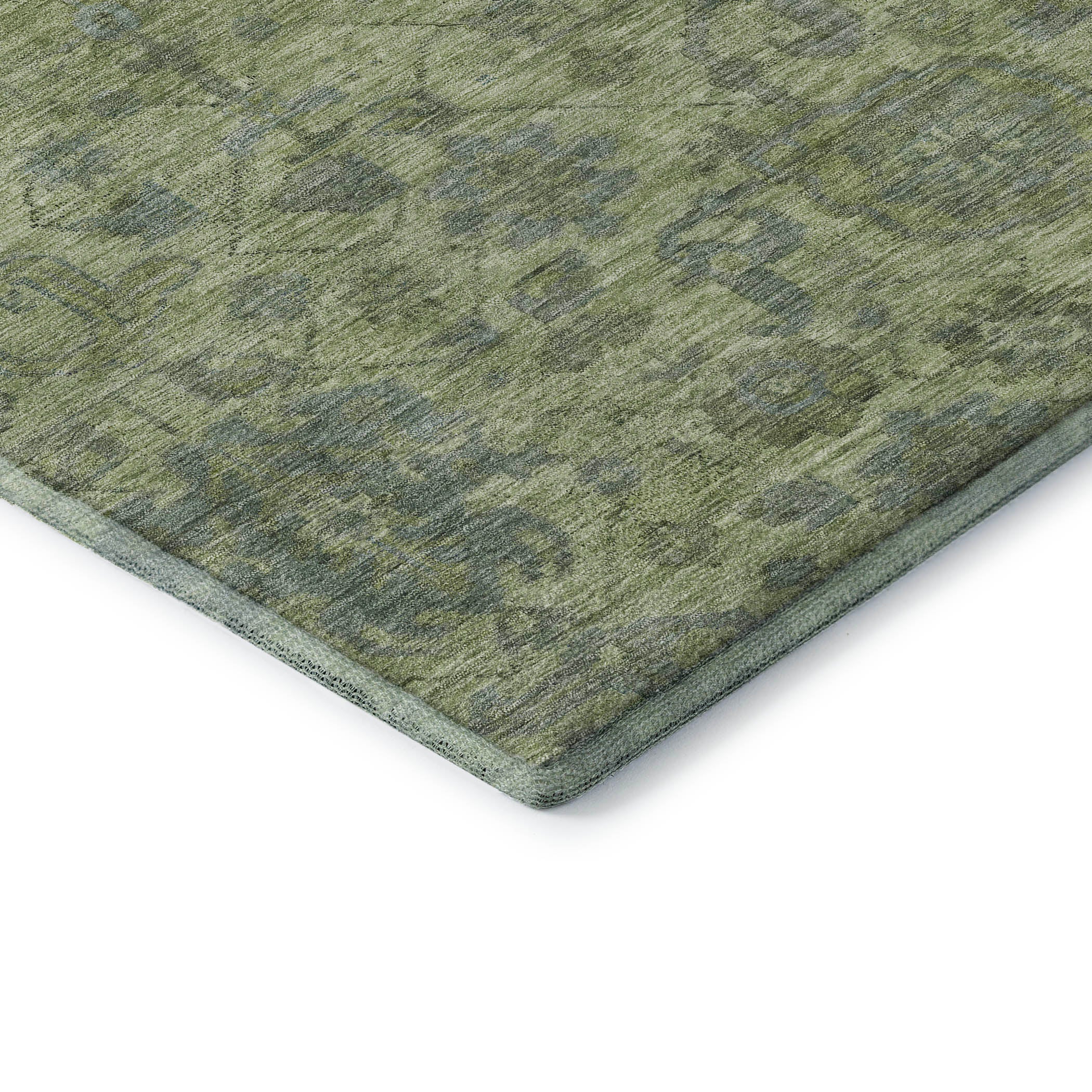 Kotor Machine Washable Traditional Aloe Green Rug 1'8" x 2'6" #shape_Rectangle