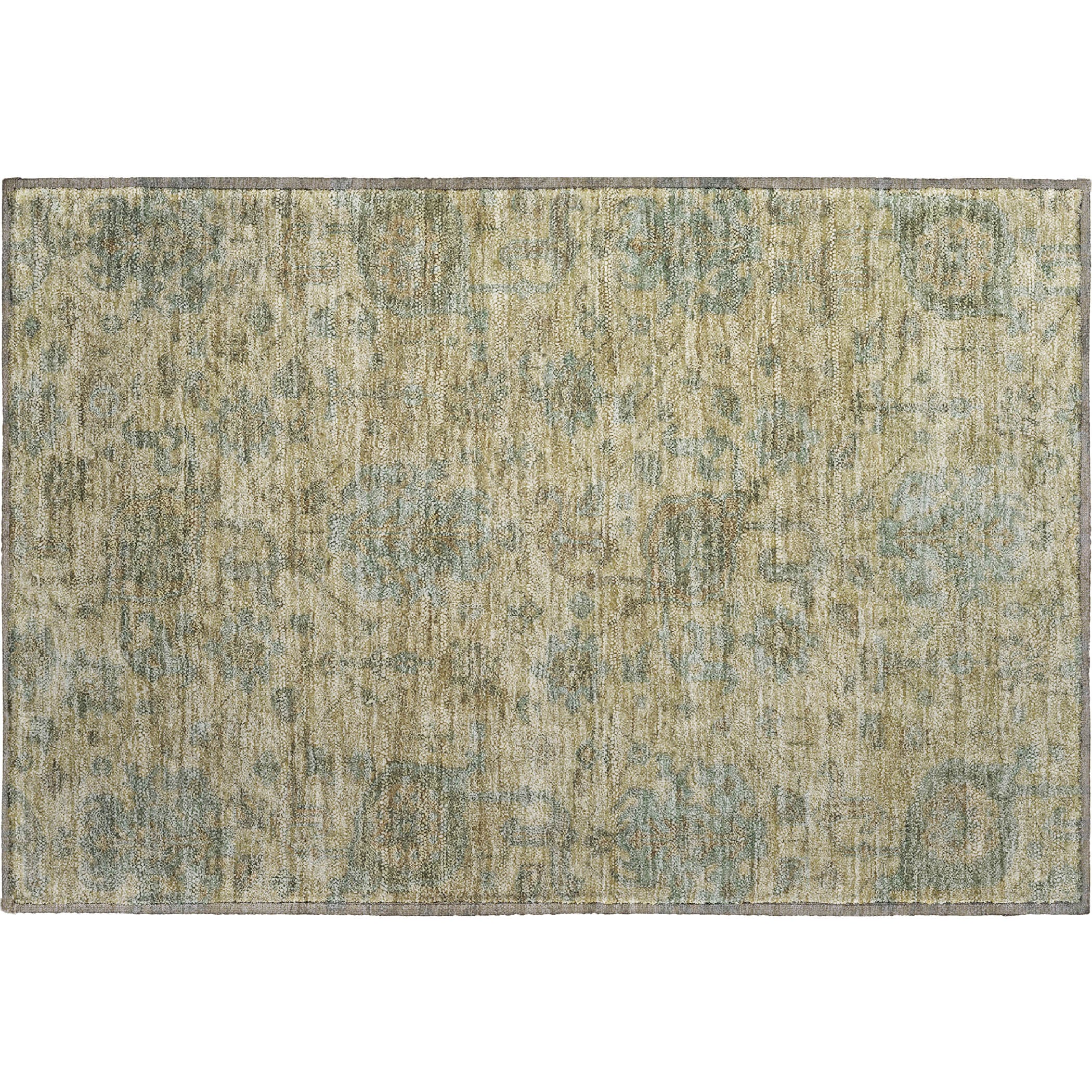 Kotor Machine Washable Traditional Beige Brown Rug 1'8" x 2'6" #shape_Rectangle
